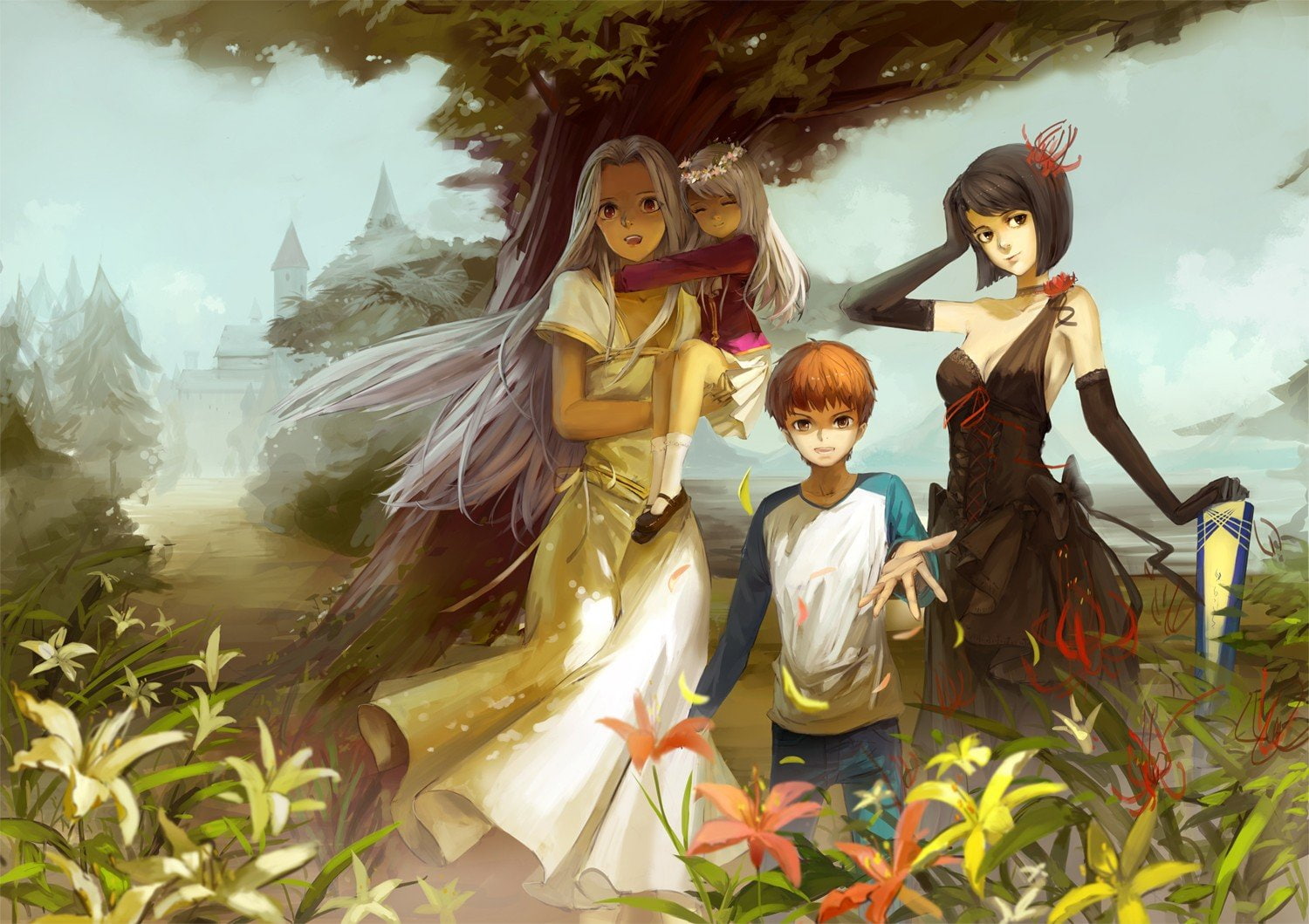night, irisviel, einzbern, series, emiya, illyasviel, fate stay, fate, von, anime, 720P, shirou, HD Wallpaper