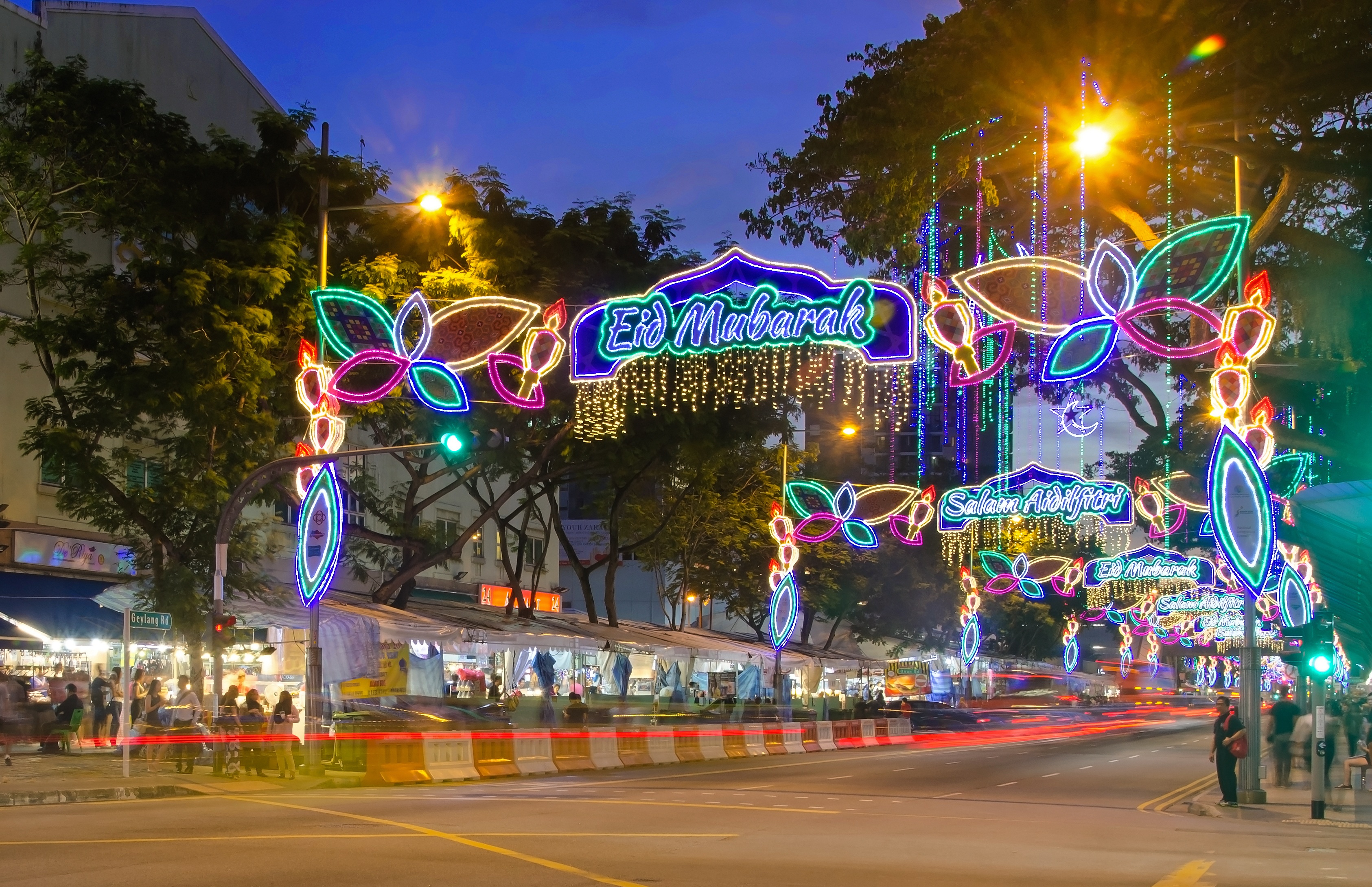 street, 2K, street light, city street, building, ramadan, built structure, communication, outdoors, text, city, celebration, transportation, road, festive, HD Wallpaper