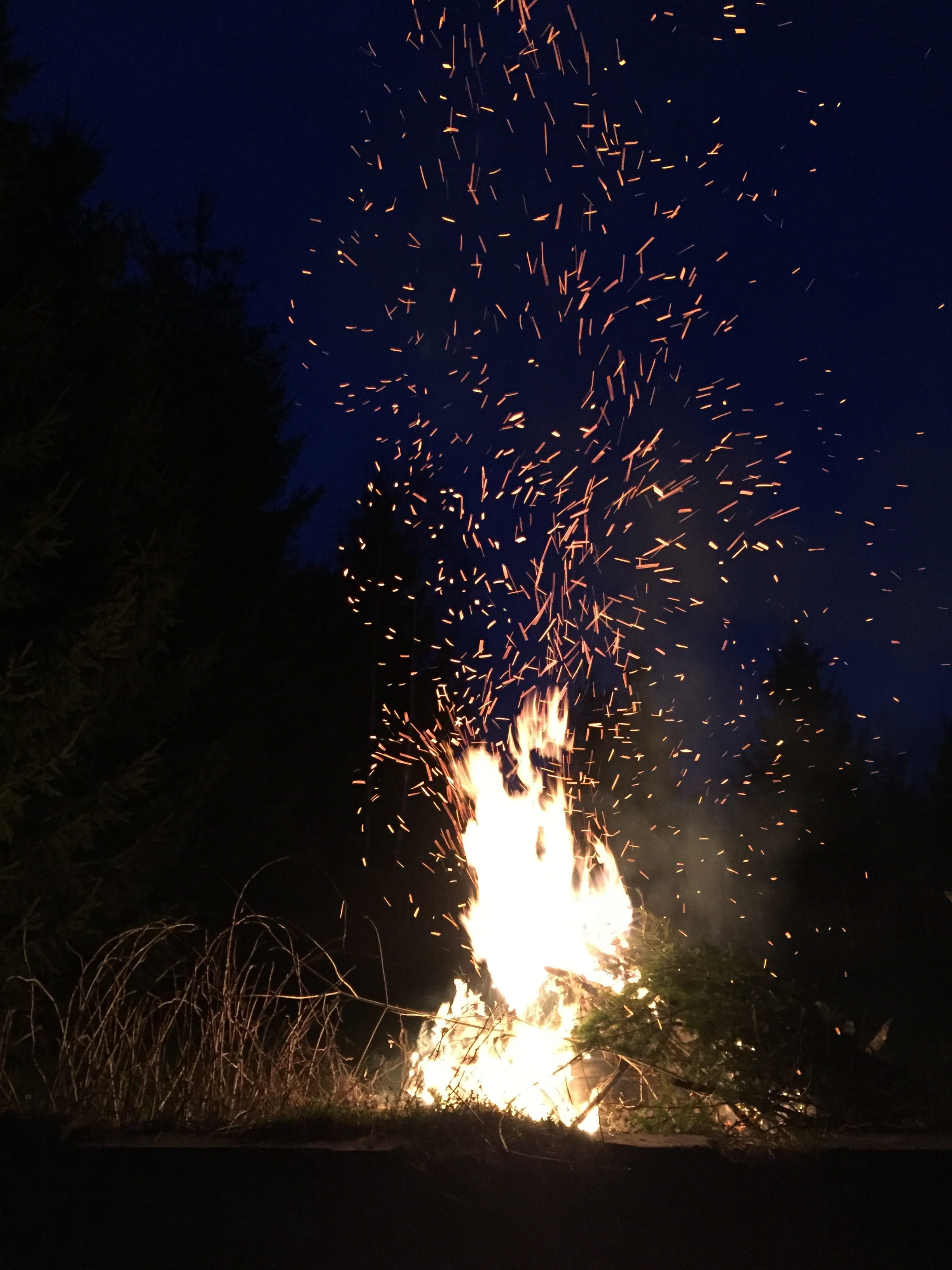 heat - temperature, land, field, nature, long exposure, 2K, motion, illuminated, outdoors, event, no people, orange color, wood, burning, night, energy, Phone HD Wallpaper