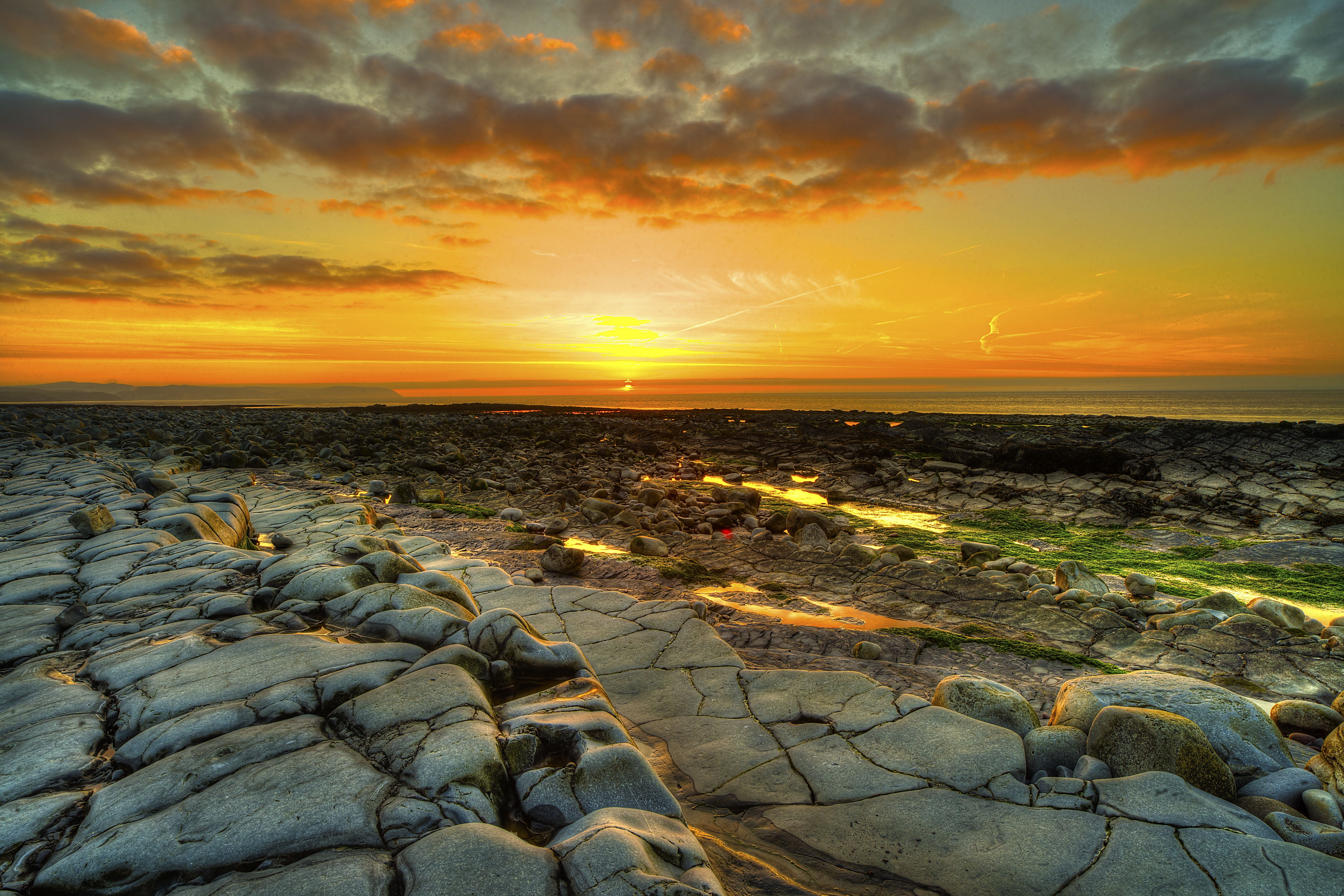 beach, dawn, travel, sunlight, scenics - nature, solid, beauty In Nature, orange Color, travel Destinations, twilight, land, tropical Climate, seascape, HD Wallpaper