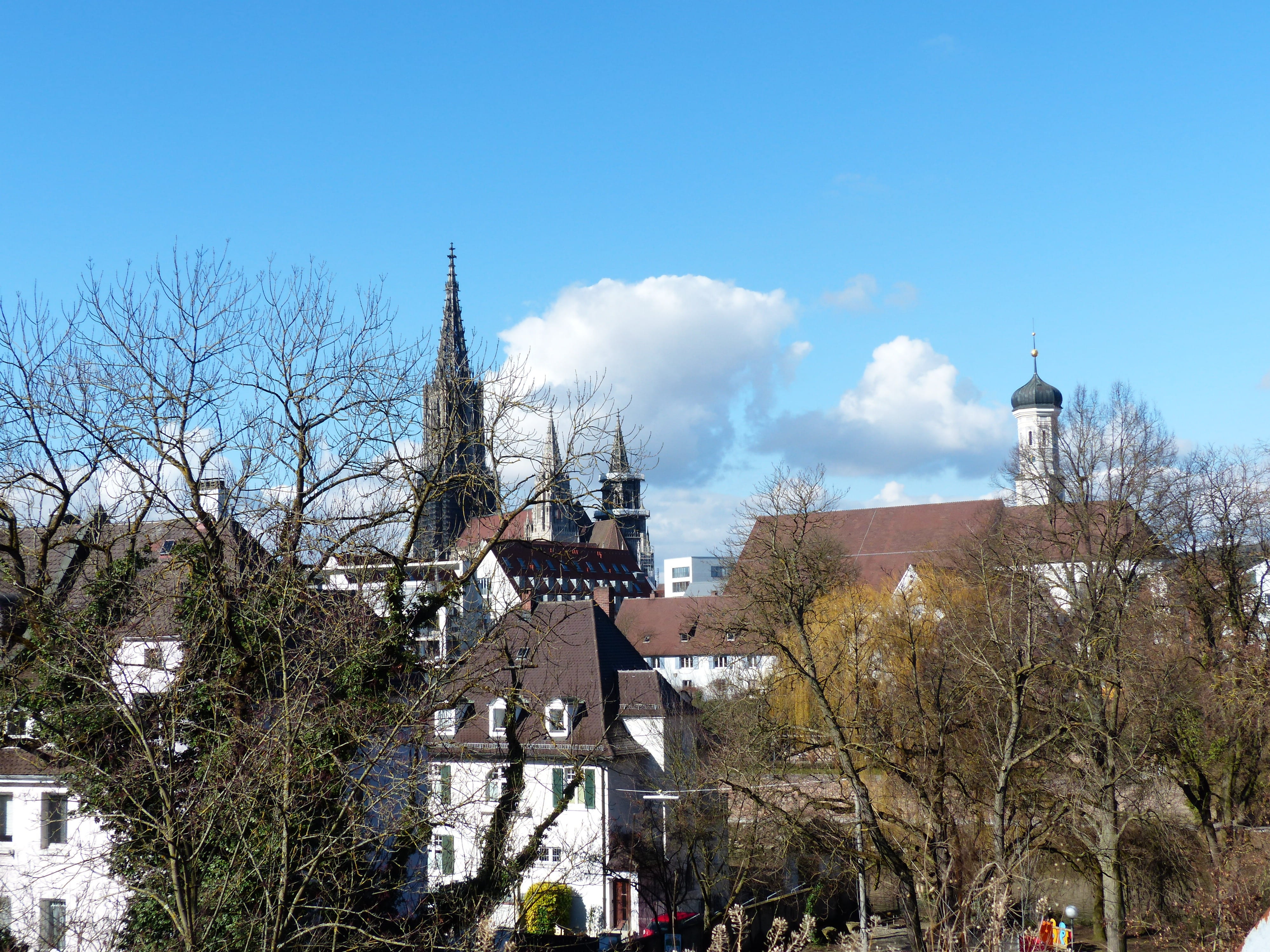 city, roofs, spire, onion dome, spirituality, belief, nature, ulm, münster, day, City View, plant, building, tree, onion helm, architecture, high, roof, HD Wallpaper