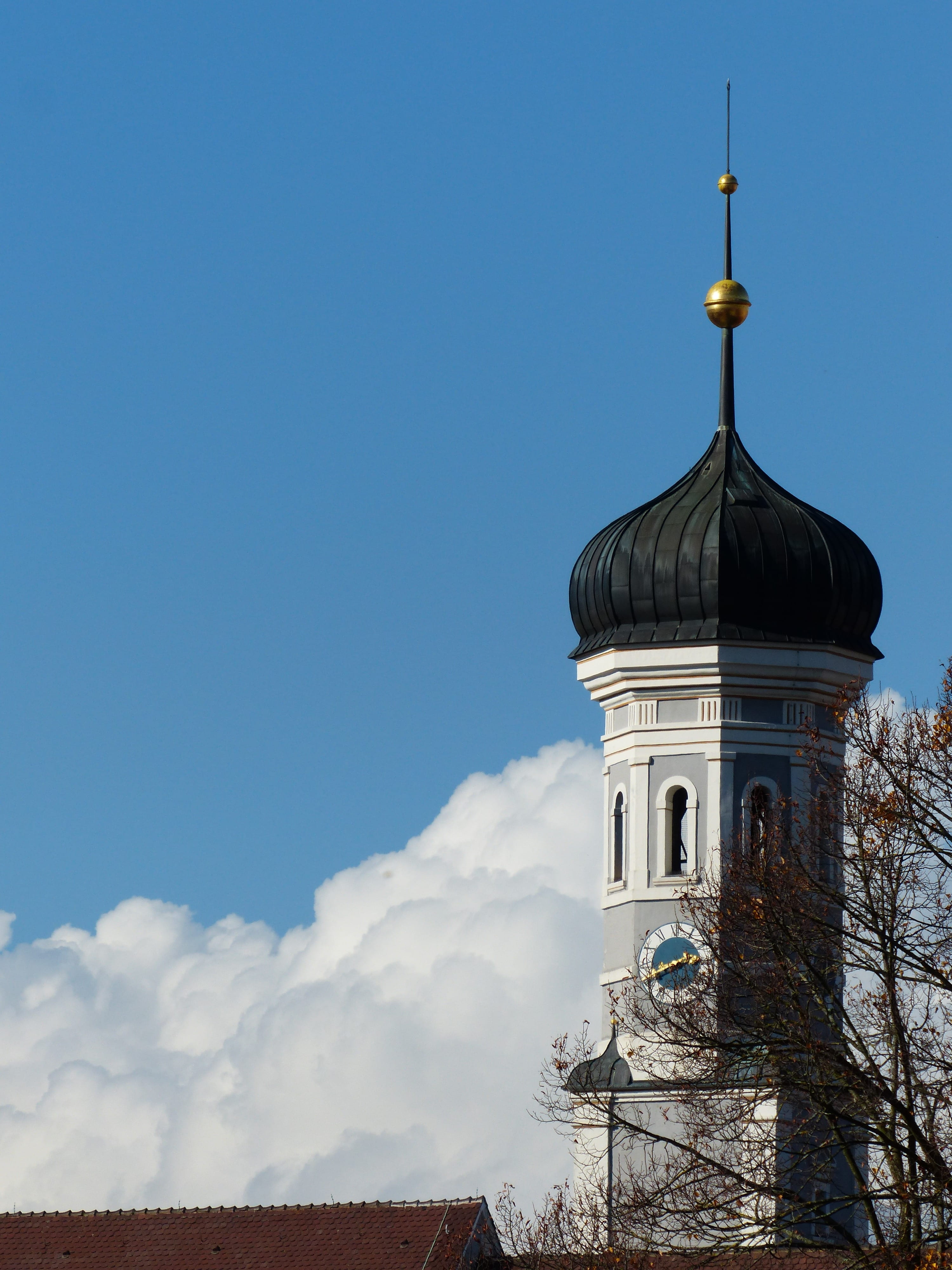 sky, great, holy trinity church, Ulm, belief, Onion Dome, blue, roof, history, outdoors, copy space, christianity, winter, building, tower, white, architecture, Phone HD Wallpaper