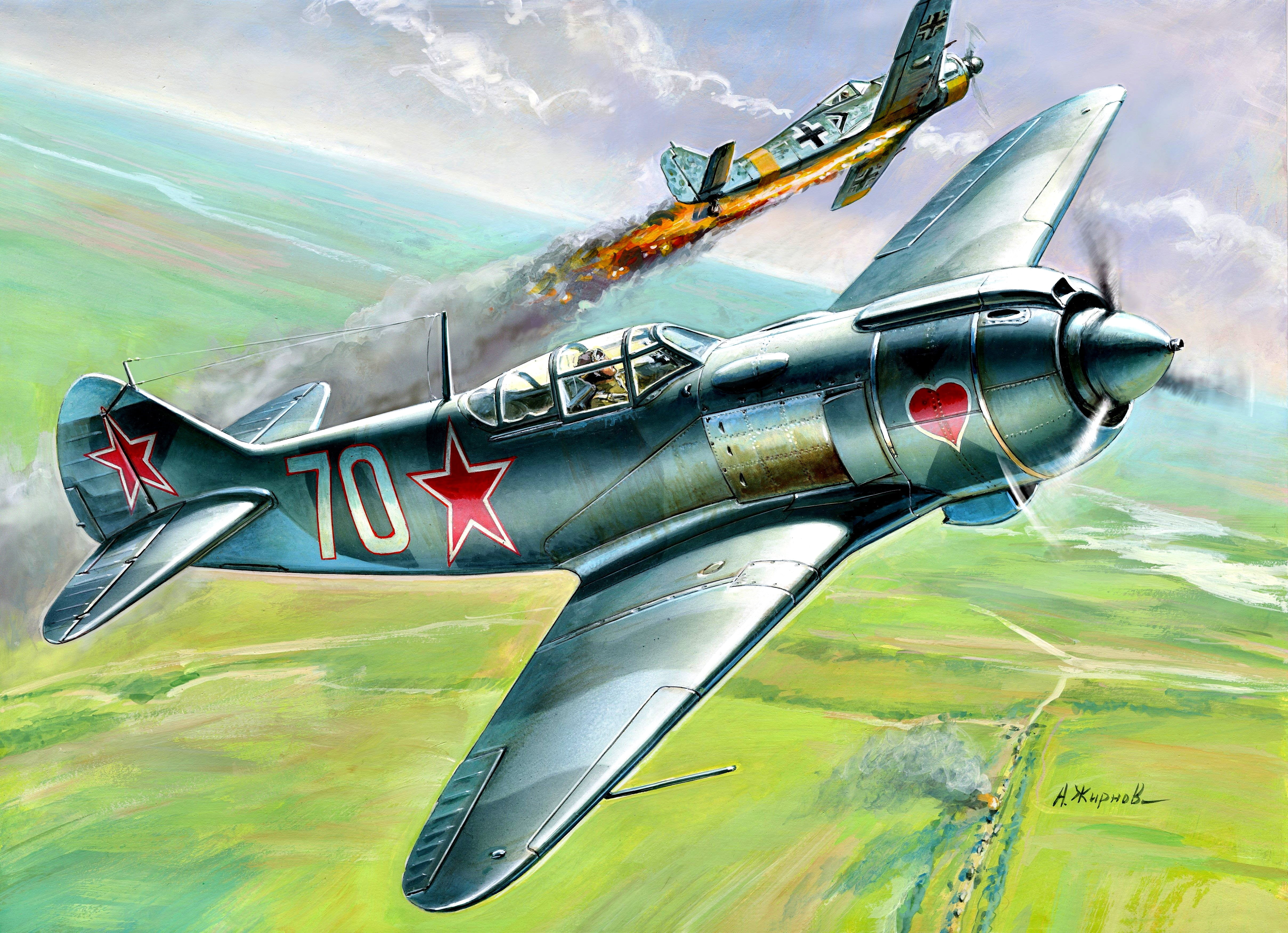 Focke-Wulf, AC, The great Patriotic war, Air force, (24 wins), La 5FN, CCCP, 4K, WWII, Soviet Air Force, A. V. Lobanov, Fw.190A, HD Wallpaper