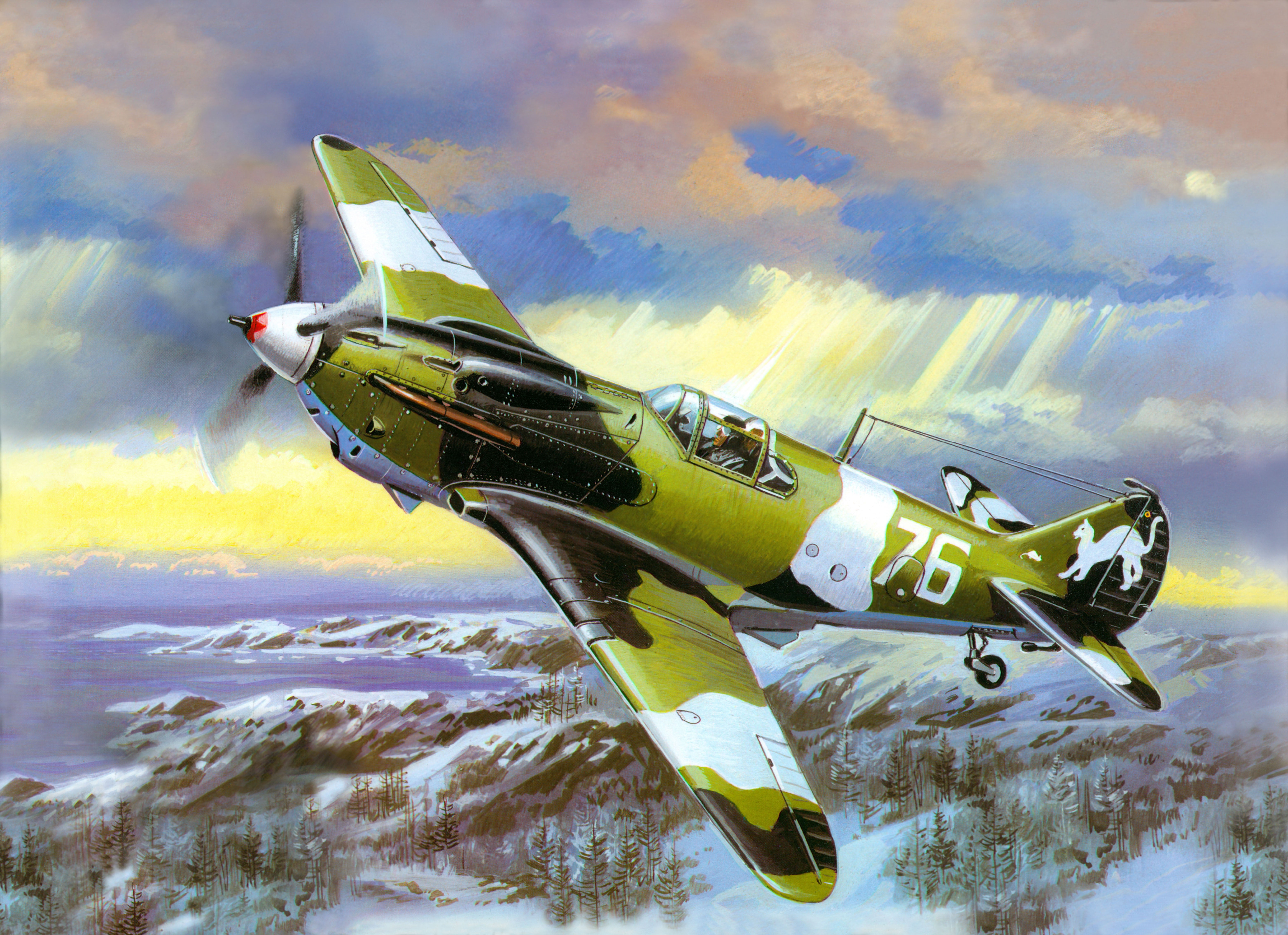air vehicle, above, flying, the great Patriotic war, 5K, digital composite, transportation, teamwork, on the move, green, cooperation, LaGG-3, monoplane, HD Wallpaper