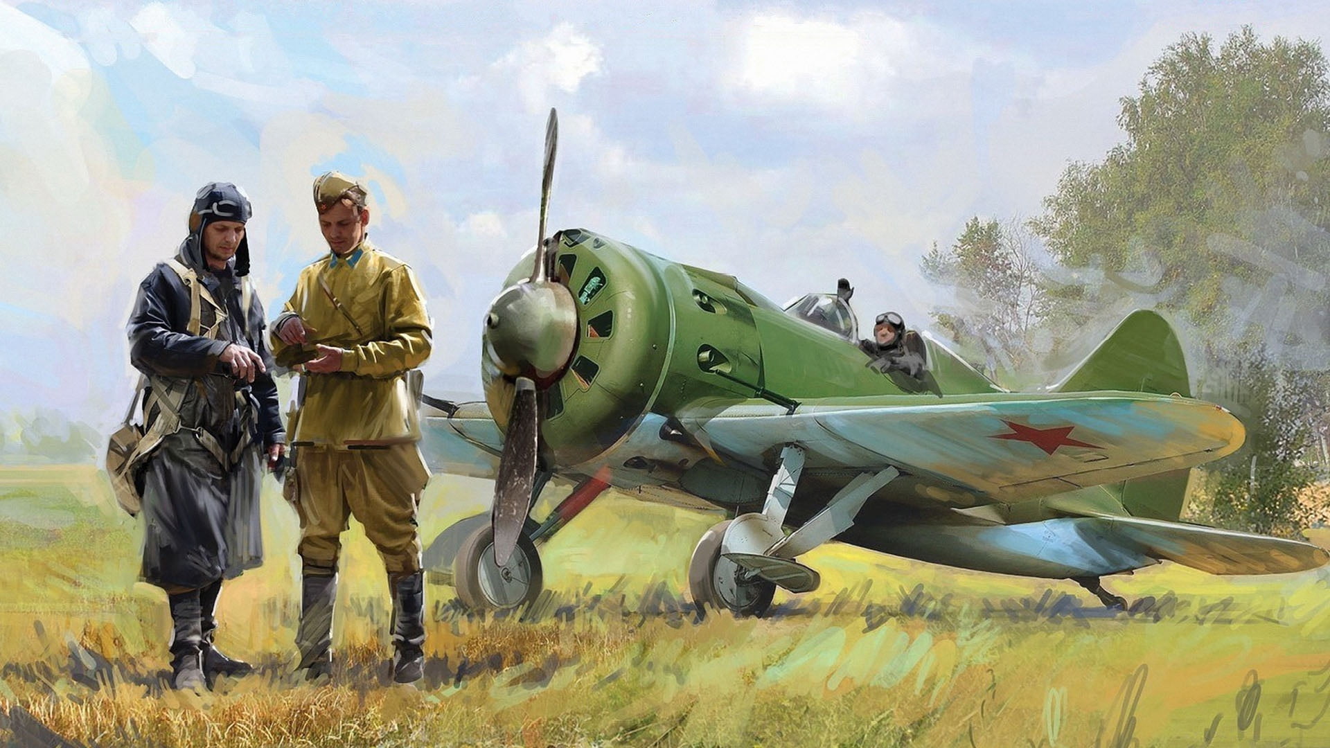 USSR, pilots, 1080P, -16, Air Force of the red army, HD Wallpaper