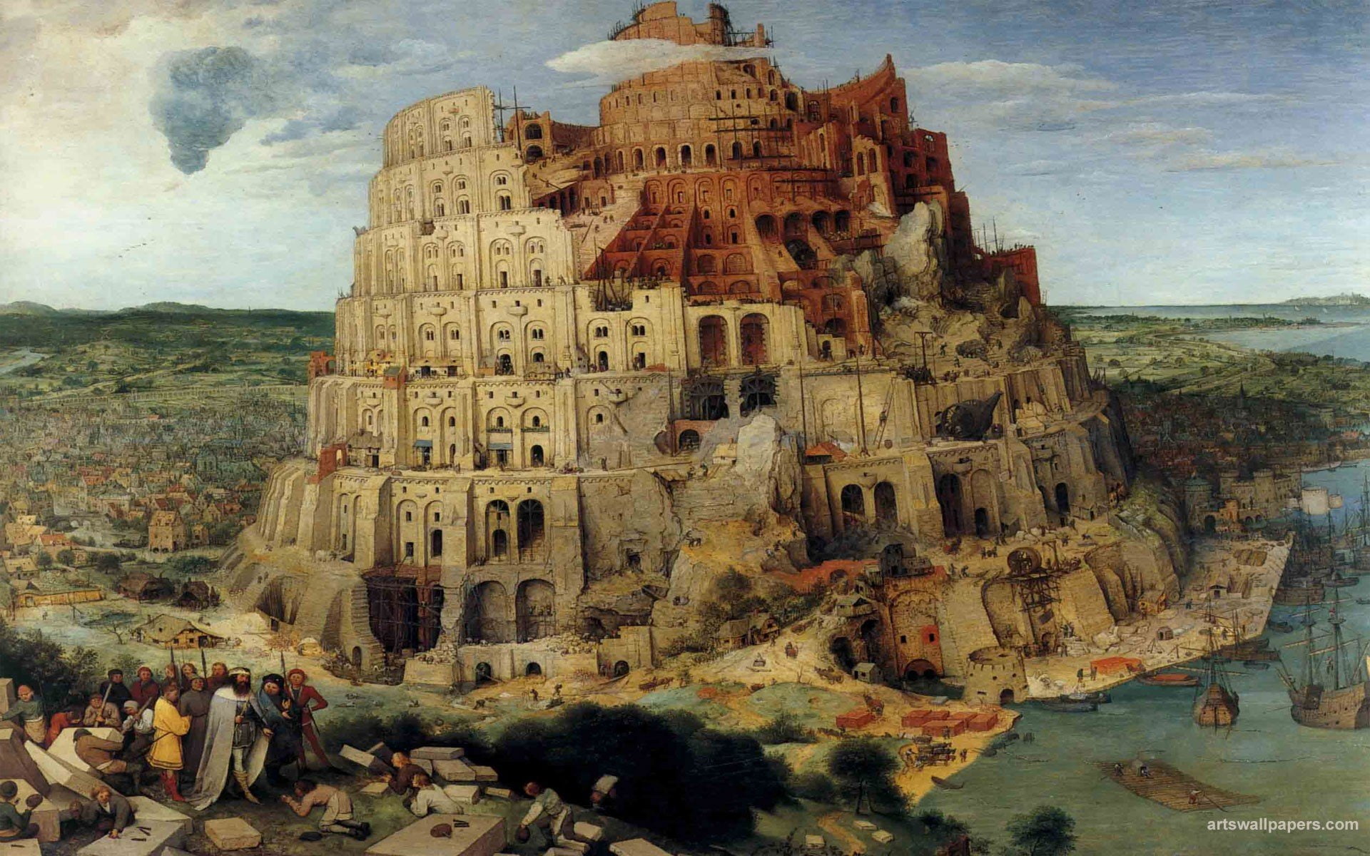 1080P, painting, Tower Of Babel, HD Wallpaper