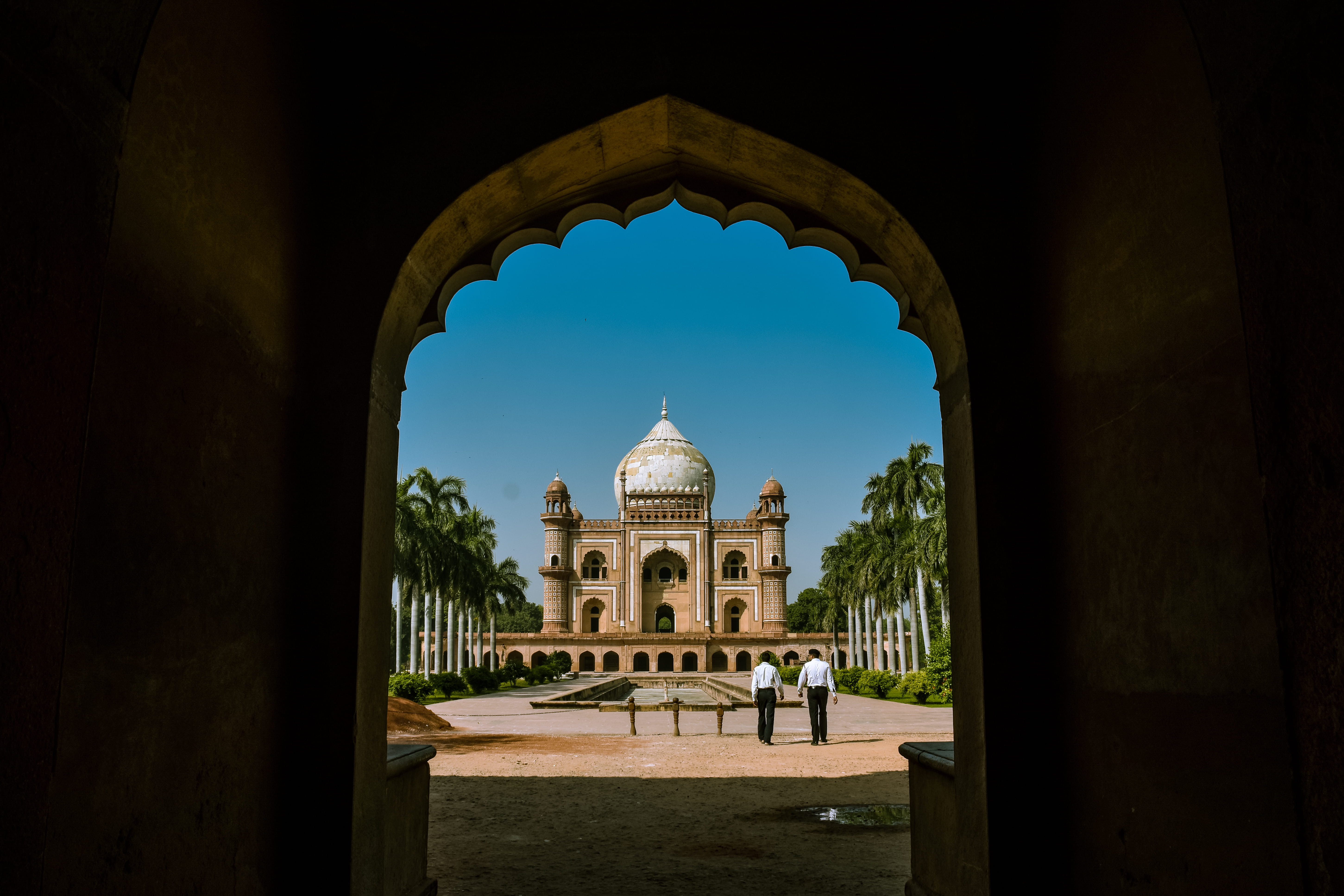 photo, no people, delhi, travel destinations, memorial, corridor, building exterior, nature, built structure, castle, morning, mosque, dome, urdu, outdoors, HD Wallpaper