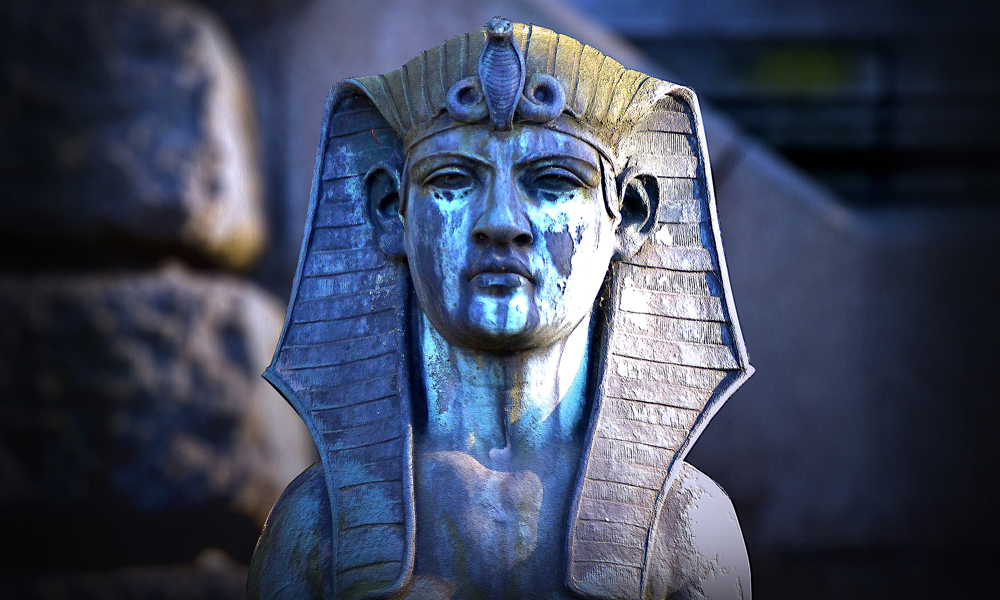 human representation, spirituality, religion, heidelberg, filter, tutankhamen, outdoors, craft, emotion, male likeness, 4K, stone sculpture, focus on foreground, HD Wallpaper