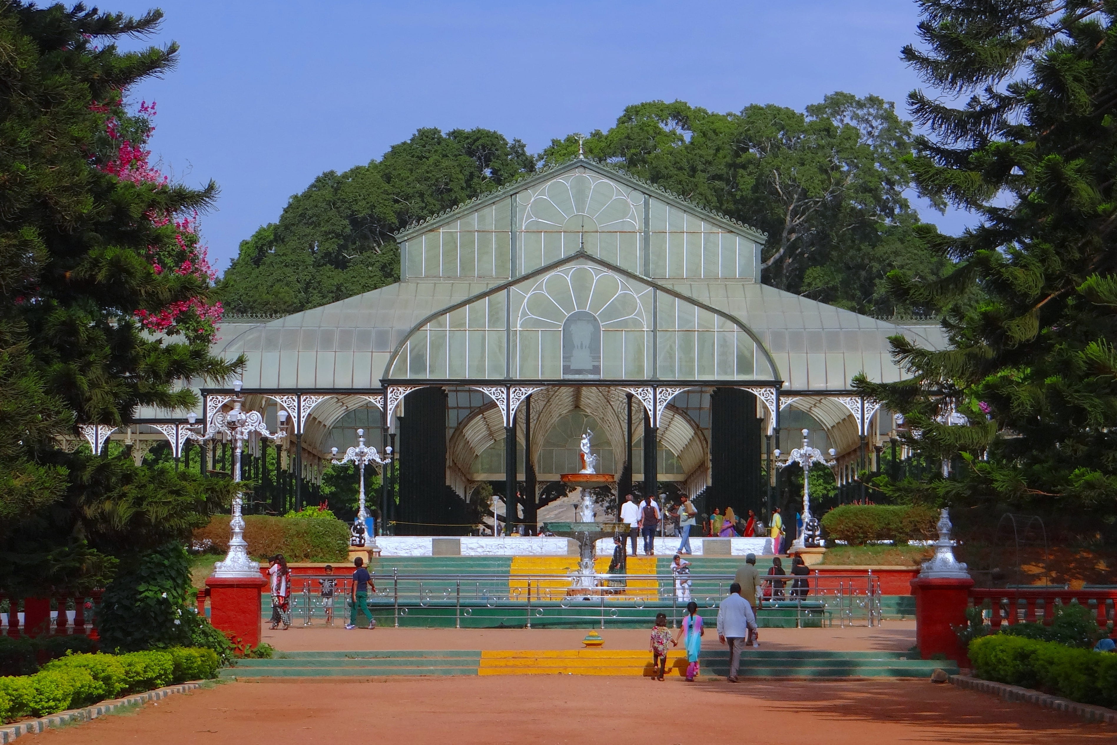 green house, nature, arts culture and entertainment, bangalore, art and craft, fountain, facade, architecture, india, grow, travel destinations, tree, gardening, HD Wallpaper