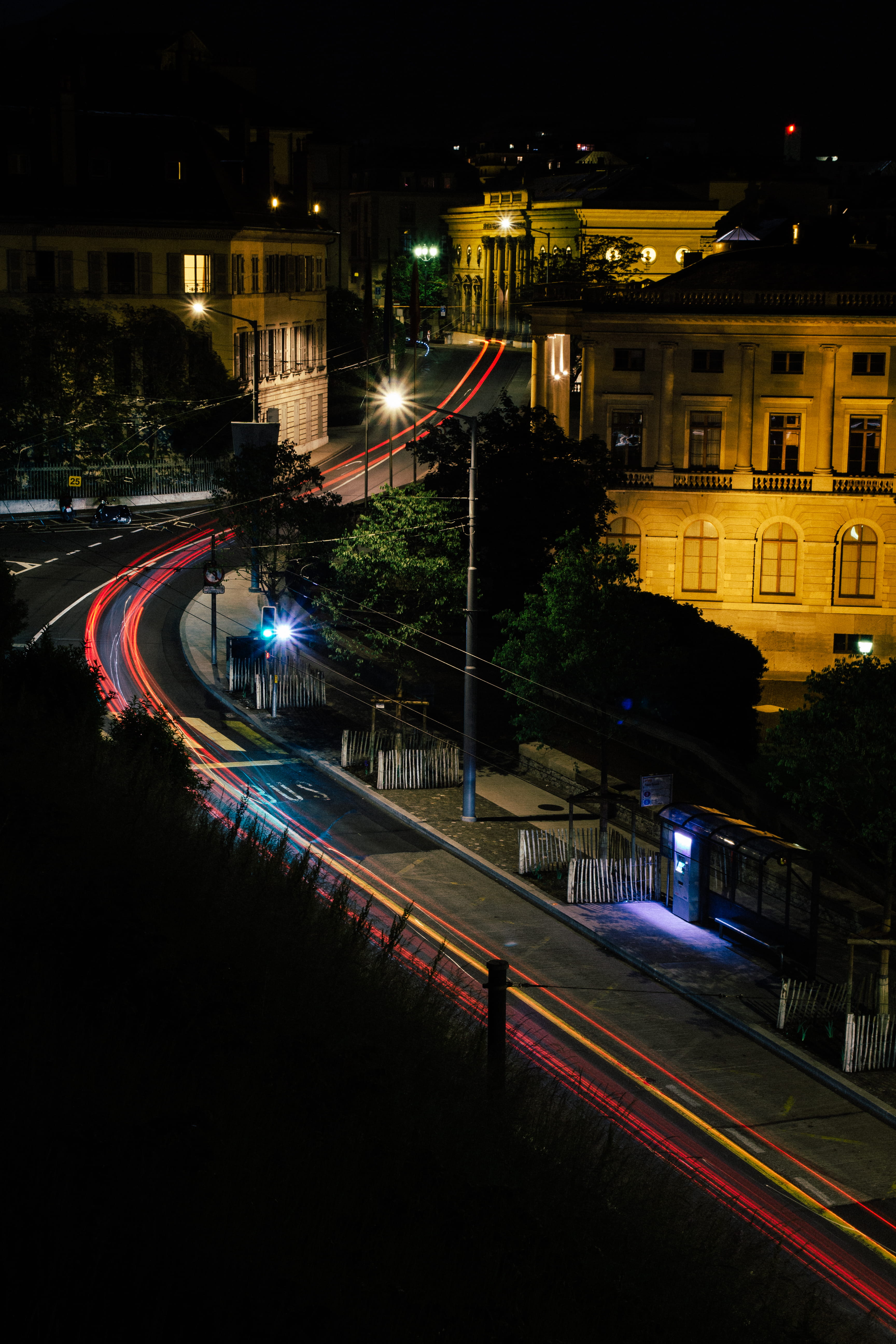 dusk, blurred motion, lapsed, high angle view, light trail, traffic, city Life, city, long Exposure, transportation, timelapse photography, vehicle light, Phone HD Wallpaper