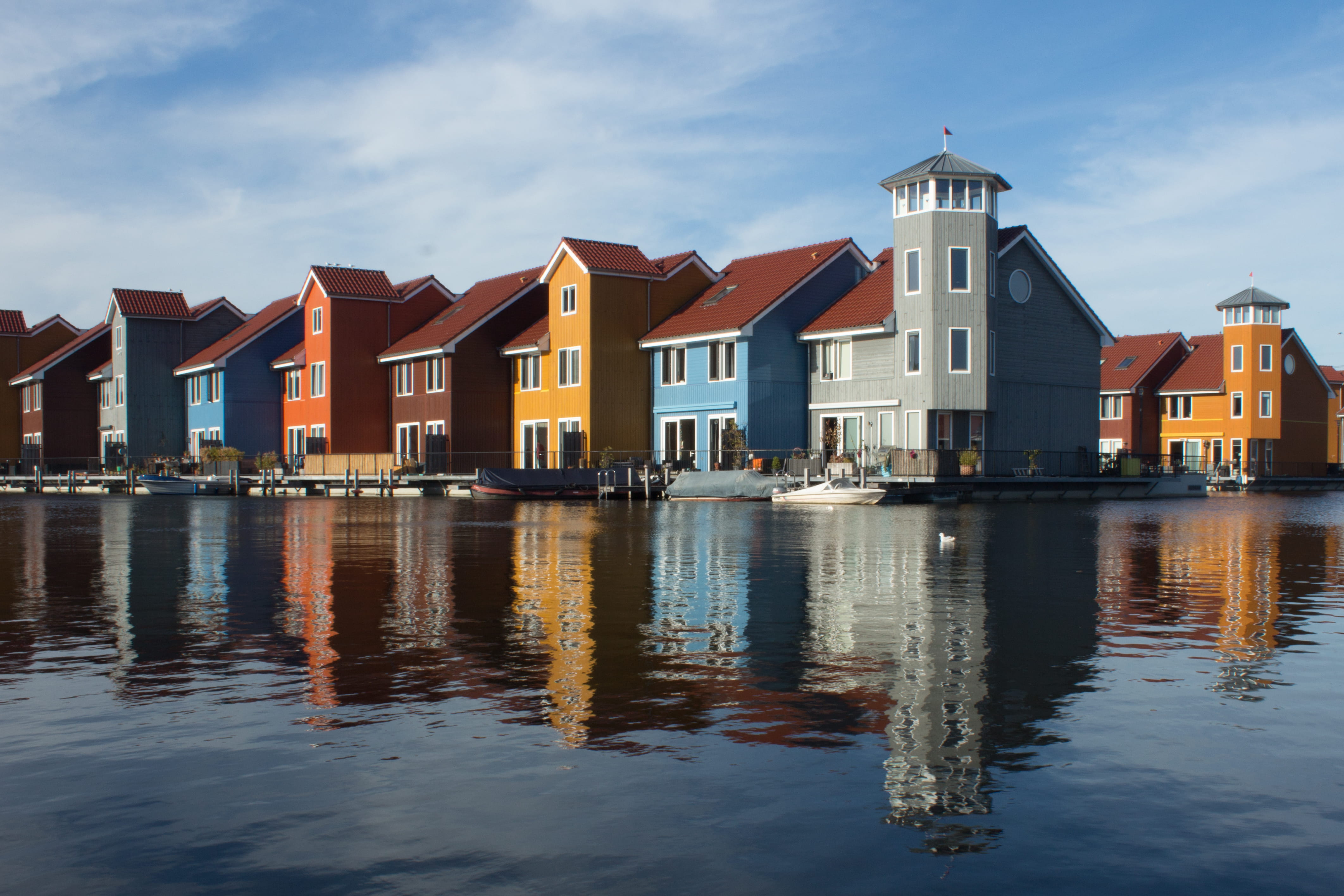 transportation, building, building exterior, outdoors, architecture, no people, nature, canal, nautical vessel, wooden post, cloud - sky, city, groningen, HD Wallpaper