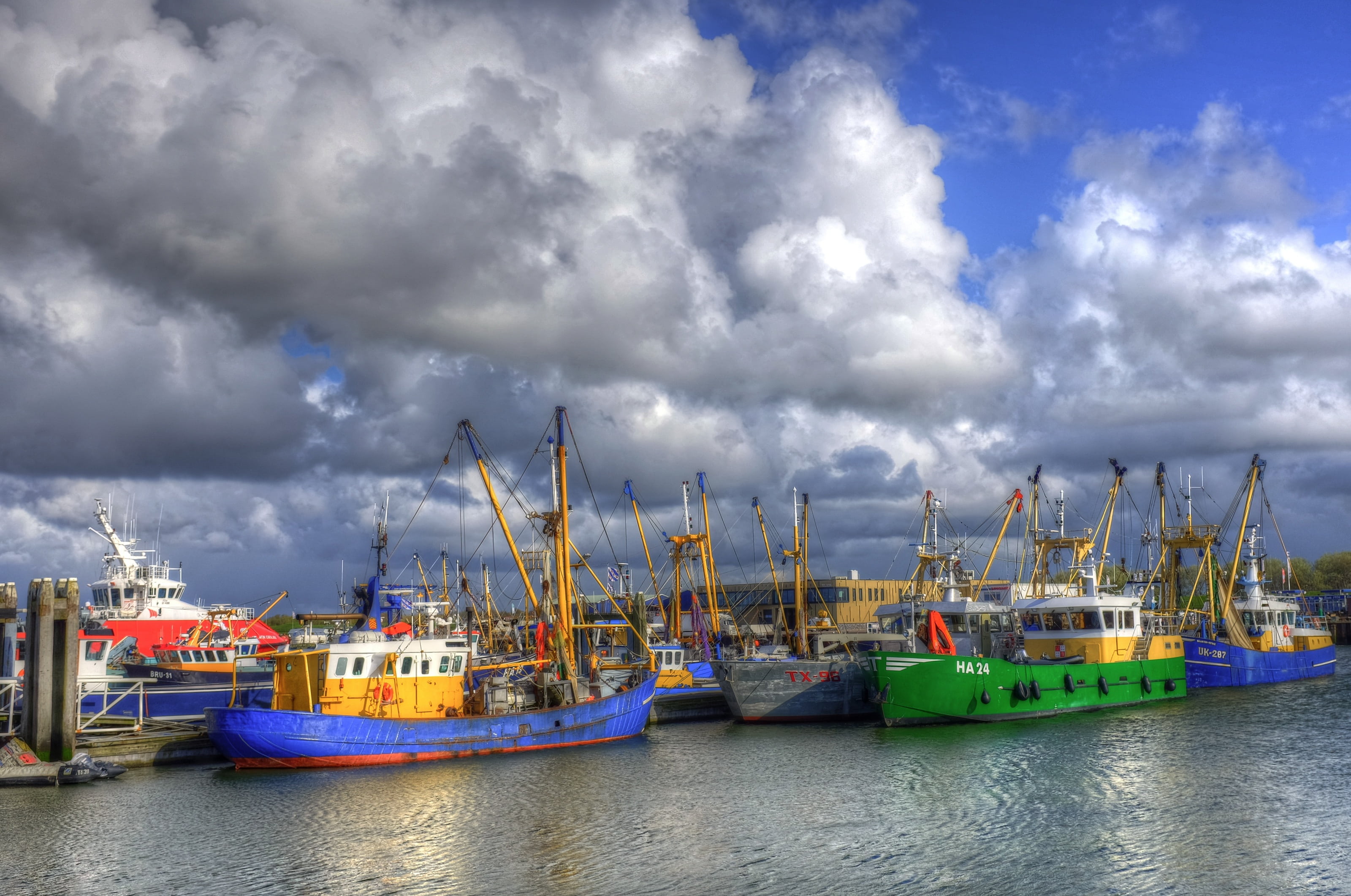 sky, industry, nature, fishing boat, lauwersoog, outdoors, fisheries, transportation, water, port, sailboat, ship, harbor, nautical vessel, groningen, cloud - sky, HD Wallpaper