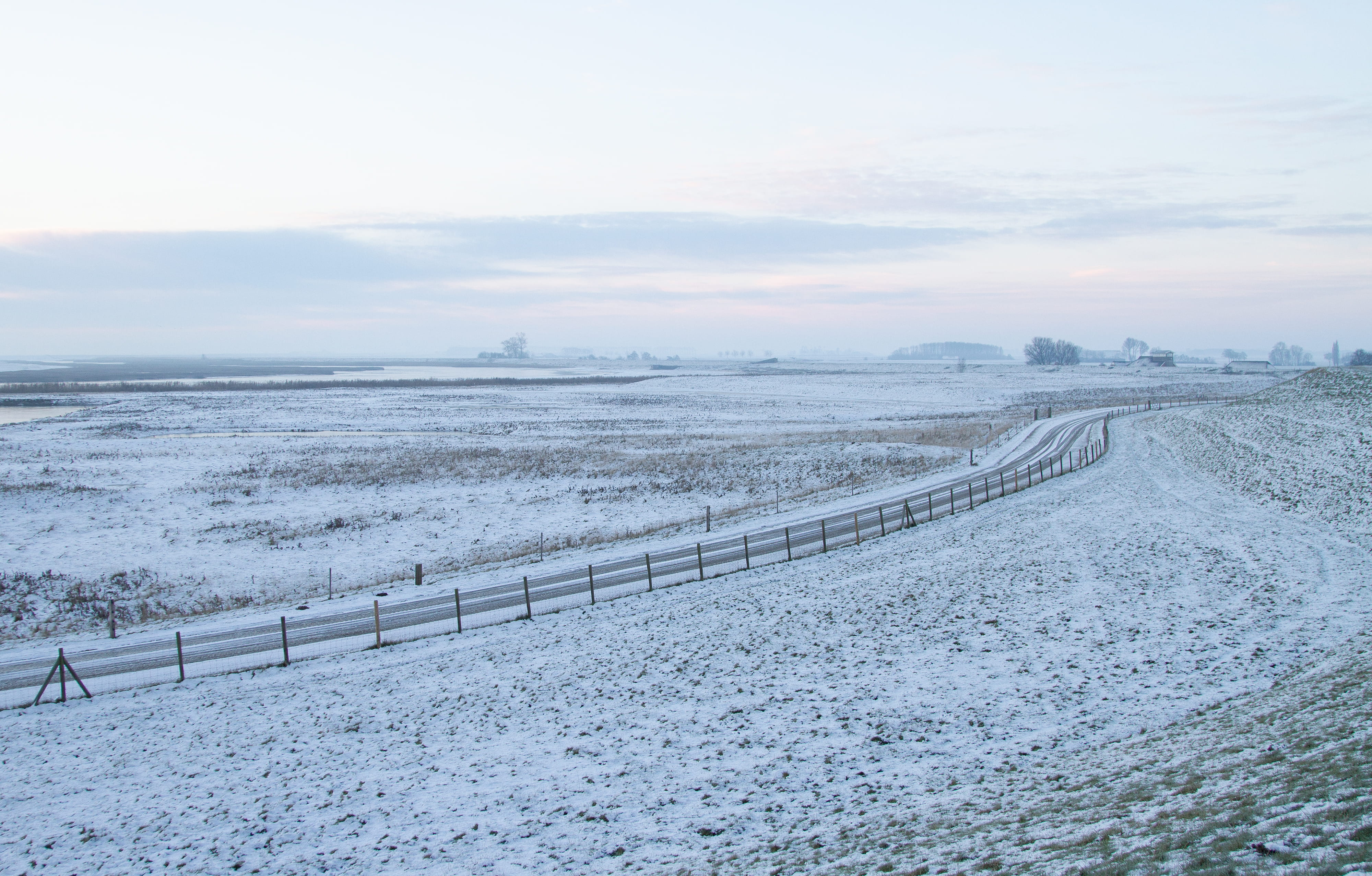 cloud - sky, field, snow, tranquil scene, covering, winter, 4K, barrier, tranquility, scenics - nature, sky, groningen, landscape, environment, white color, HD Wallpaper