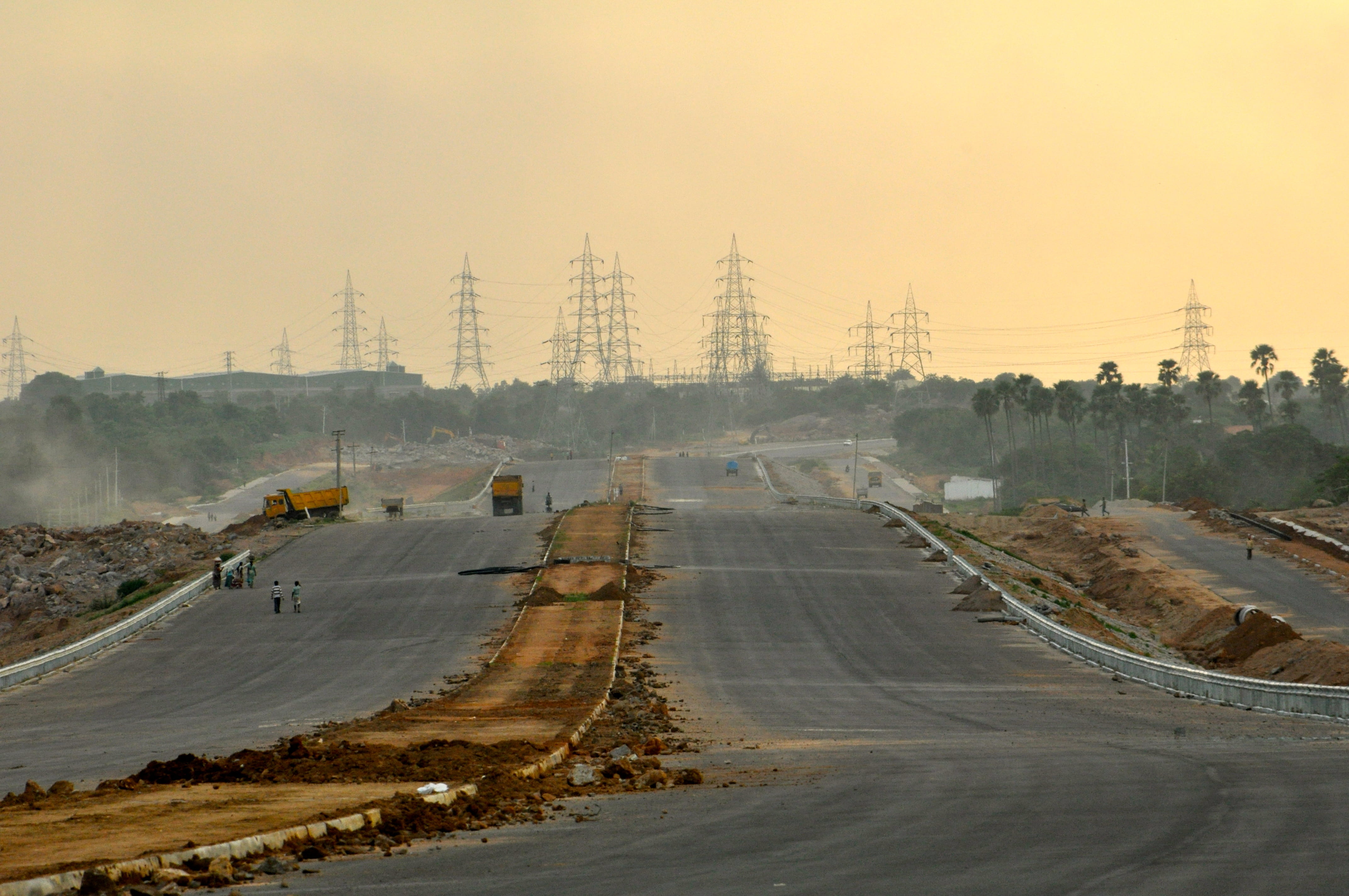 no people, sky, hyderabad, outdoors, road, nature, construction industry, plant, architecture, built structure, india, construction, electric, landscape, HD Wallpaper