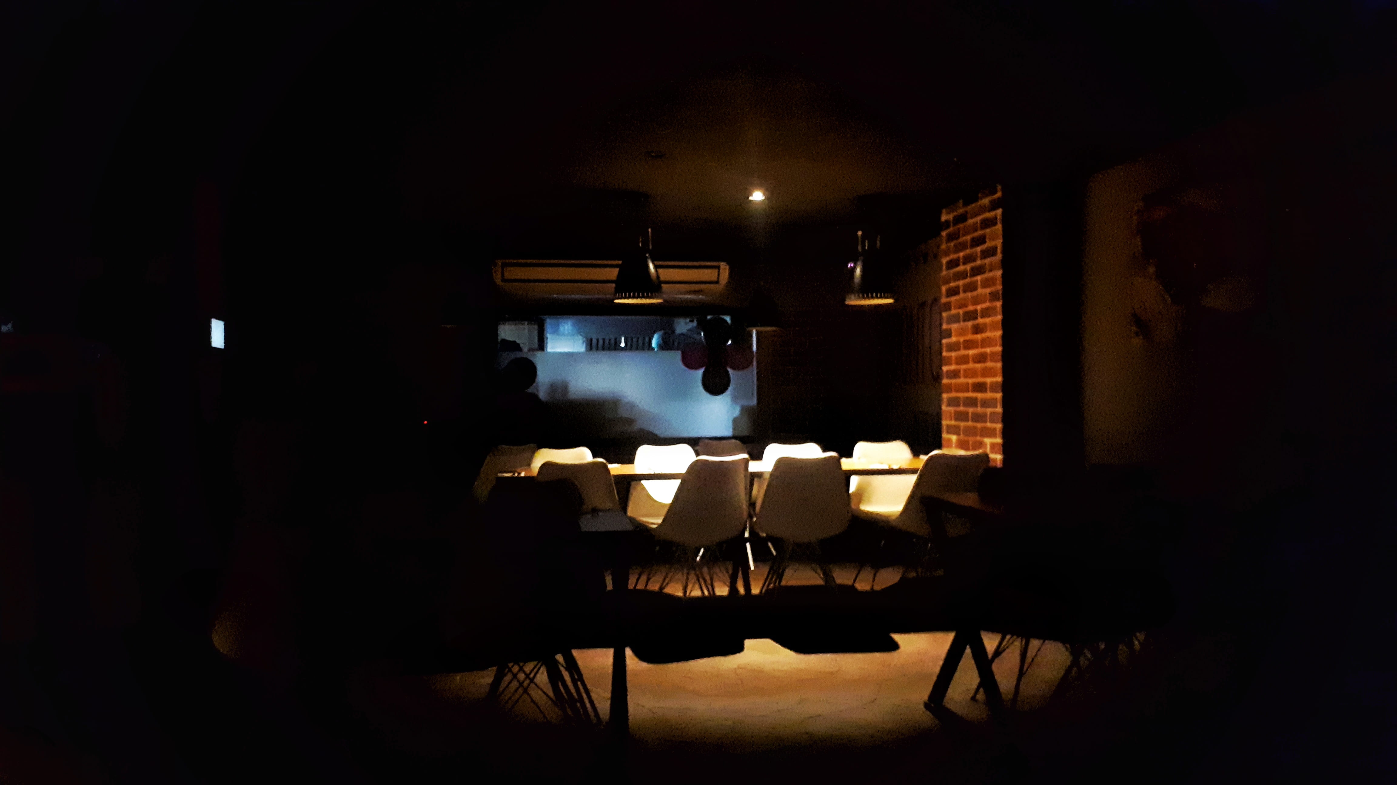 electric lamp, 4K, restaurant, chair, lifestyles, food and drink, indoors, lighting equipment, absence, hyderabad, table, dining, architecture, real people, HD Wallpaper
