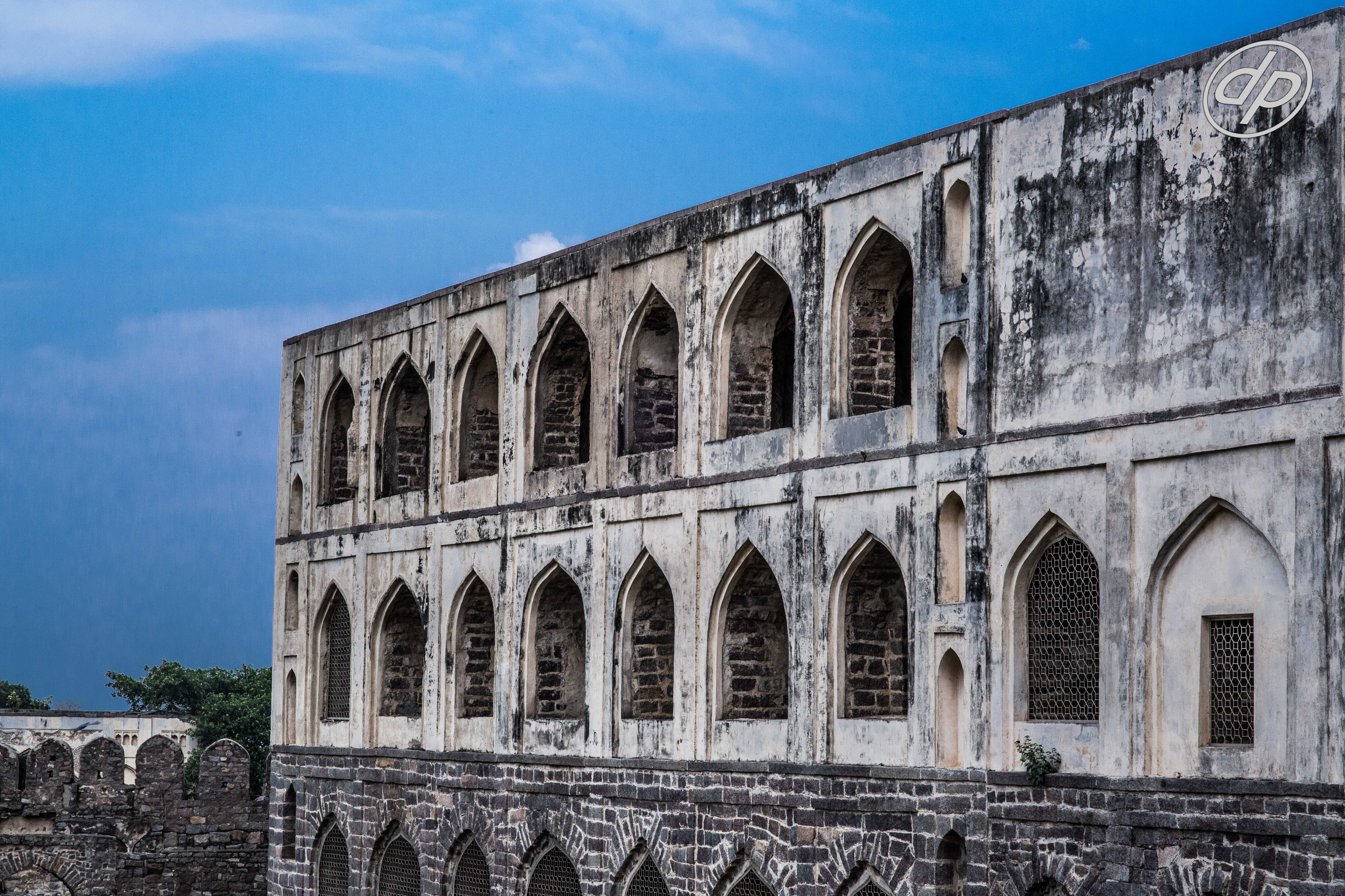 arched, ruined, architectural column, nature, ancient, built structure, day, cloud - sky, low angle view, travel, golconda fort, outdoors, architecture, HD Wallpaper
