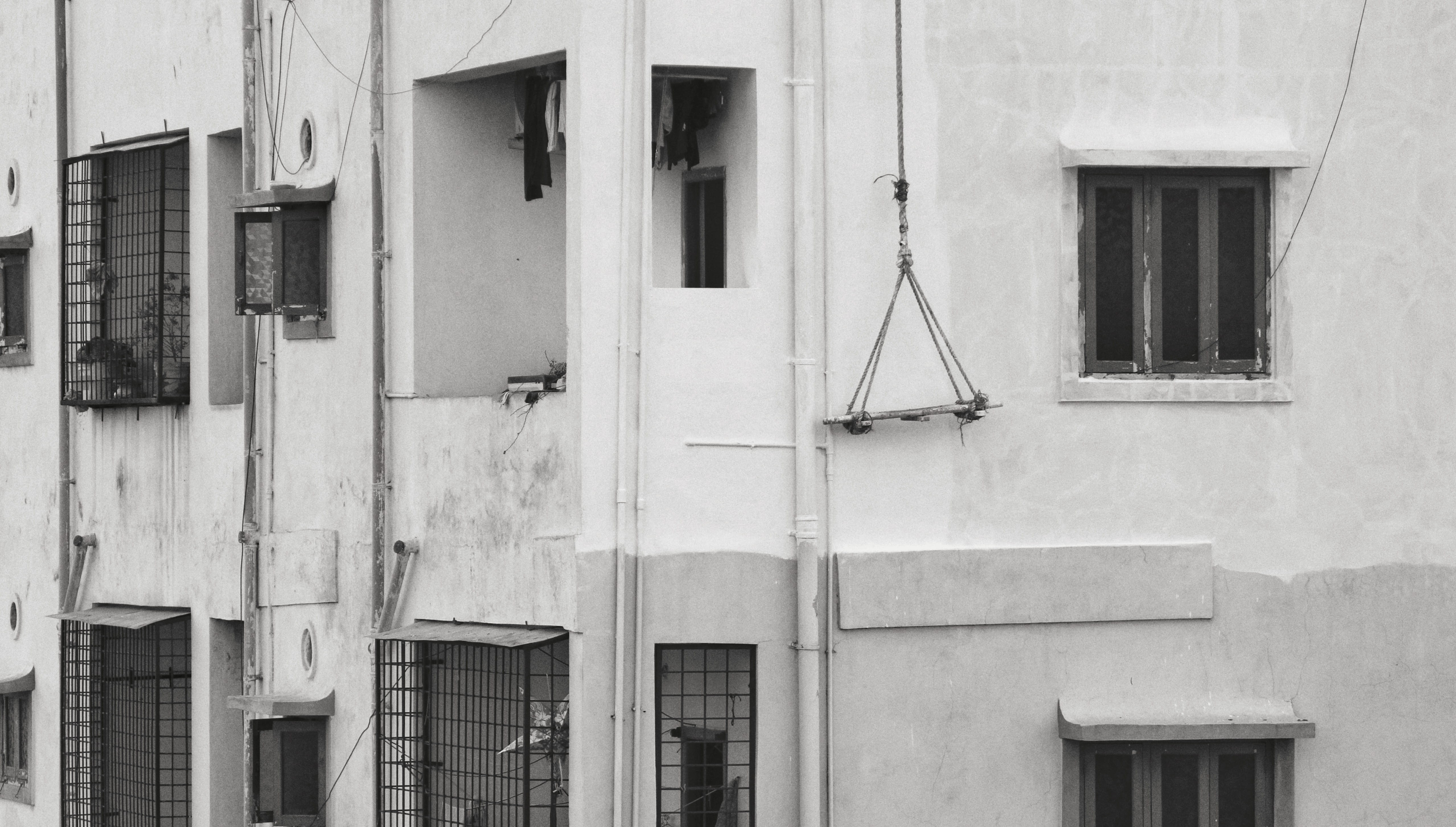full frame, window, no people, building exterior, door, hyderabad, 4K, security, low angle view, outdoors, entrance, abandoned, old, architecture, damaged, HD Wallpaper