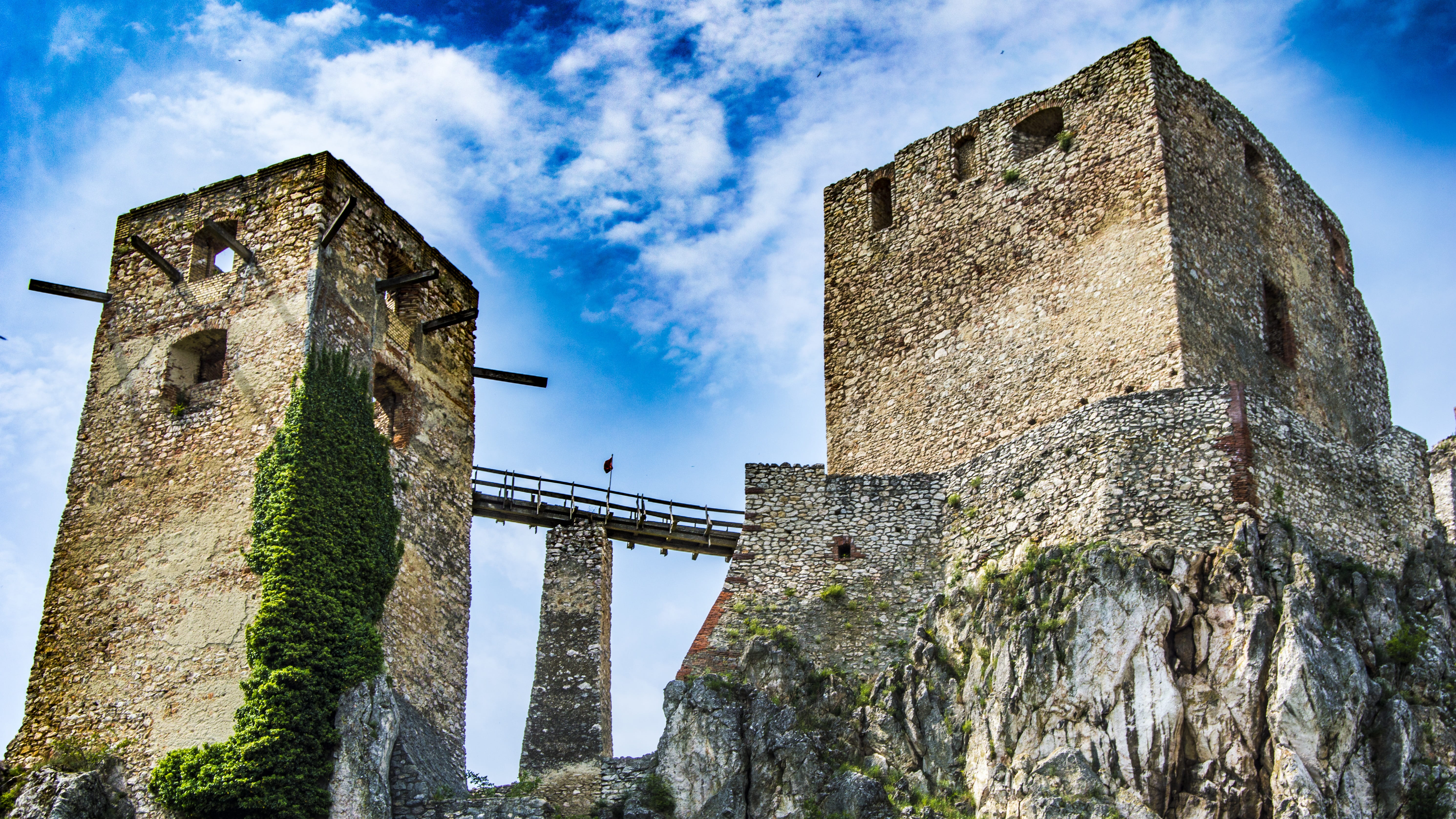 fortification, sky, ruin, no people, tower, stone, stone wall, bridge - man made structure, castle, nature, day, 5K, old ruin, outdoors, old, ancient, HD Wallpaper