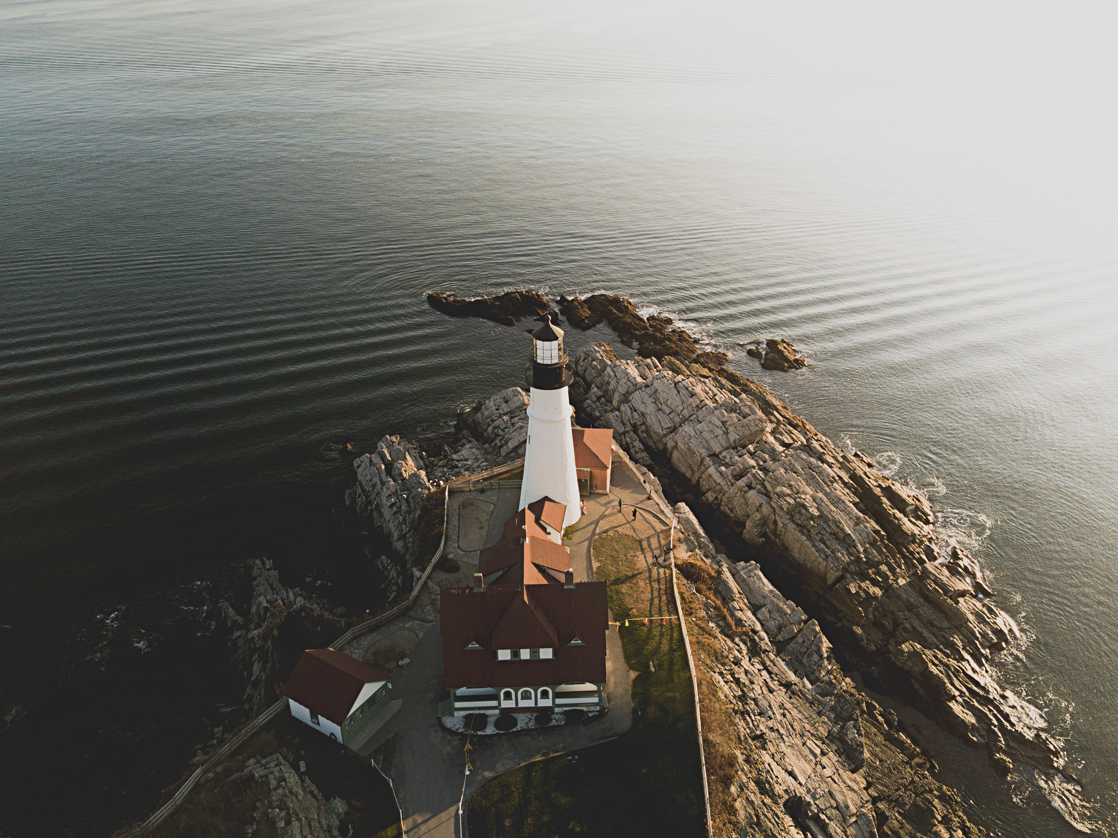 architecture, rusty, day, 2K, beacon, urban, communication, tranquility, nature, high angle view, sea, white, scenery, land, coast, outdoors, no people, HD Wallpaper