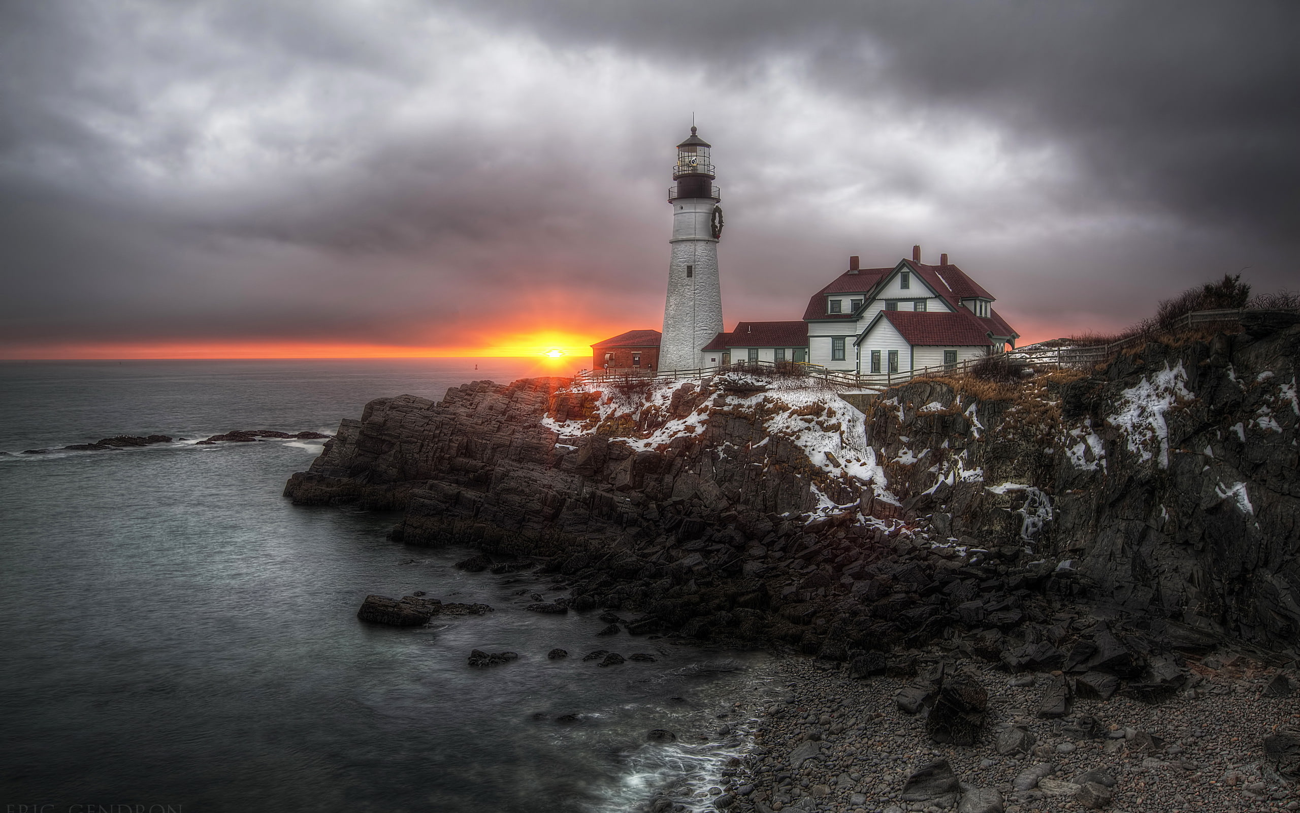 United States, lighthouse, Cape Elizabeth, 2K, Maine, sea, HD Wallpaper
