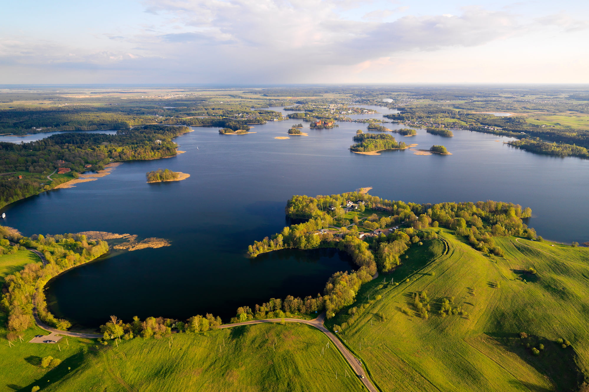 panorama, outdoors, aerial view, Trakai Historical National Park, architecture, tranquil scene, environment, day, field, scenics - nature, nature, 1080P, HD Wallpaper