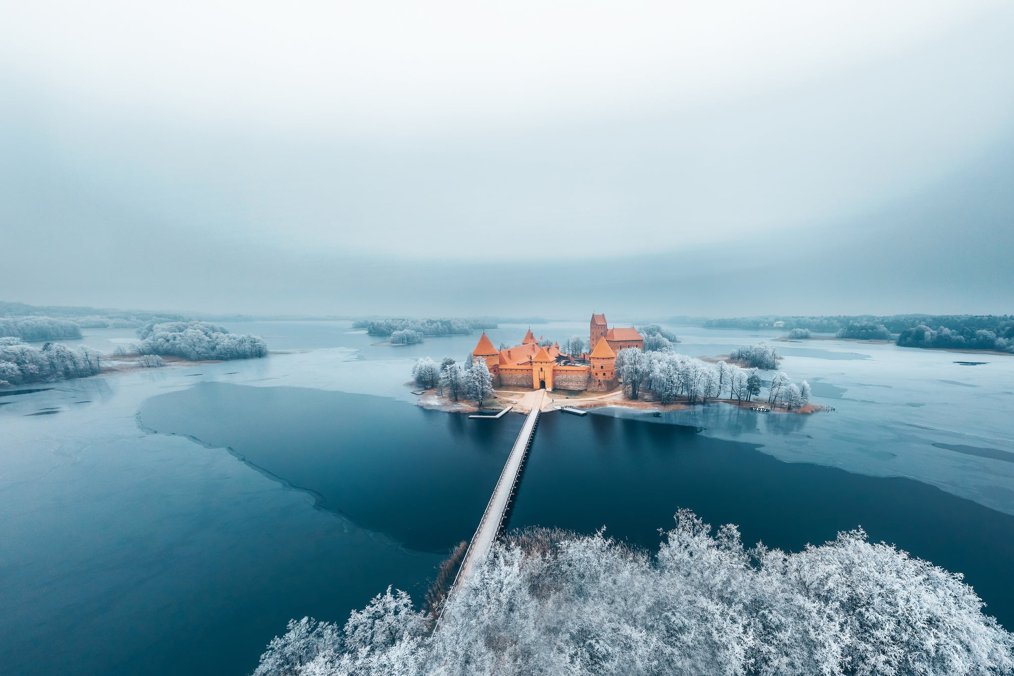 Winter, Lithuania, 1080P, Castle, Trakai, HD Wallpaper