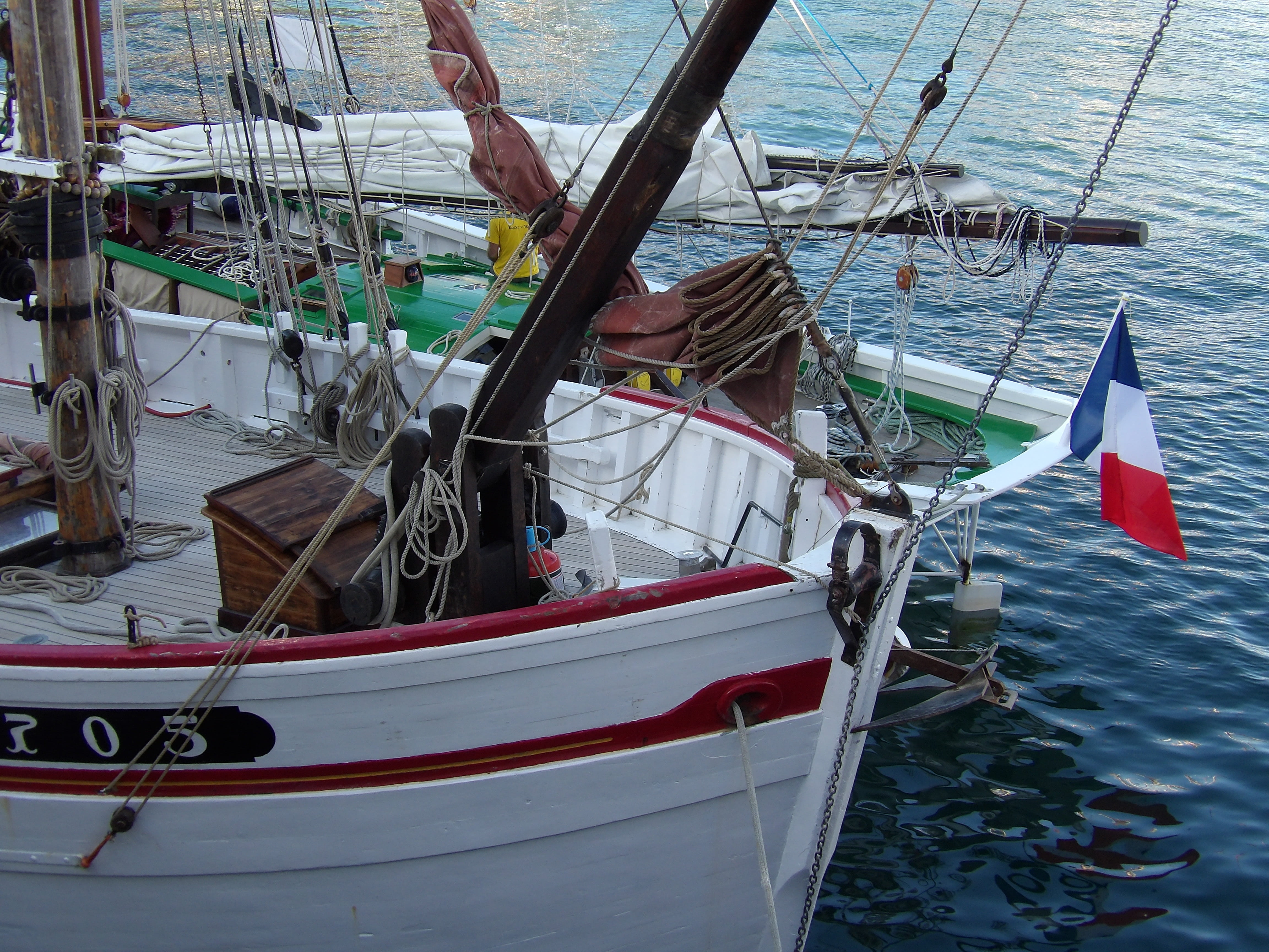 no people, back, waterfront, day, nautical Vessel, fishing industry, summer, wood, red, outdoors, water, france, rope, sailing, 4K, navigation, mast, sailing ship, HD Wallpaper
