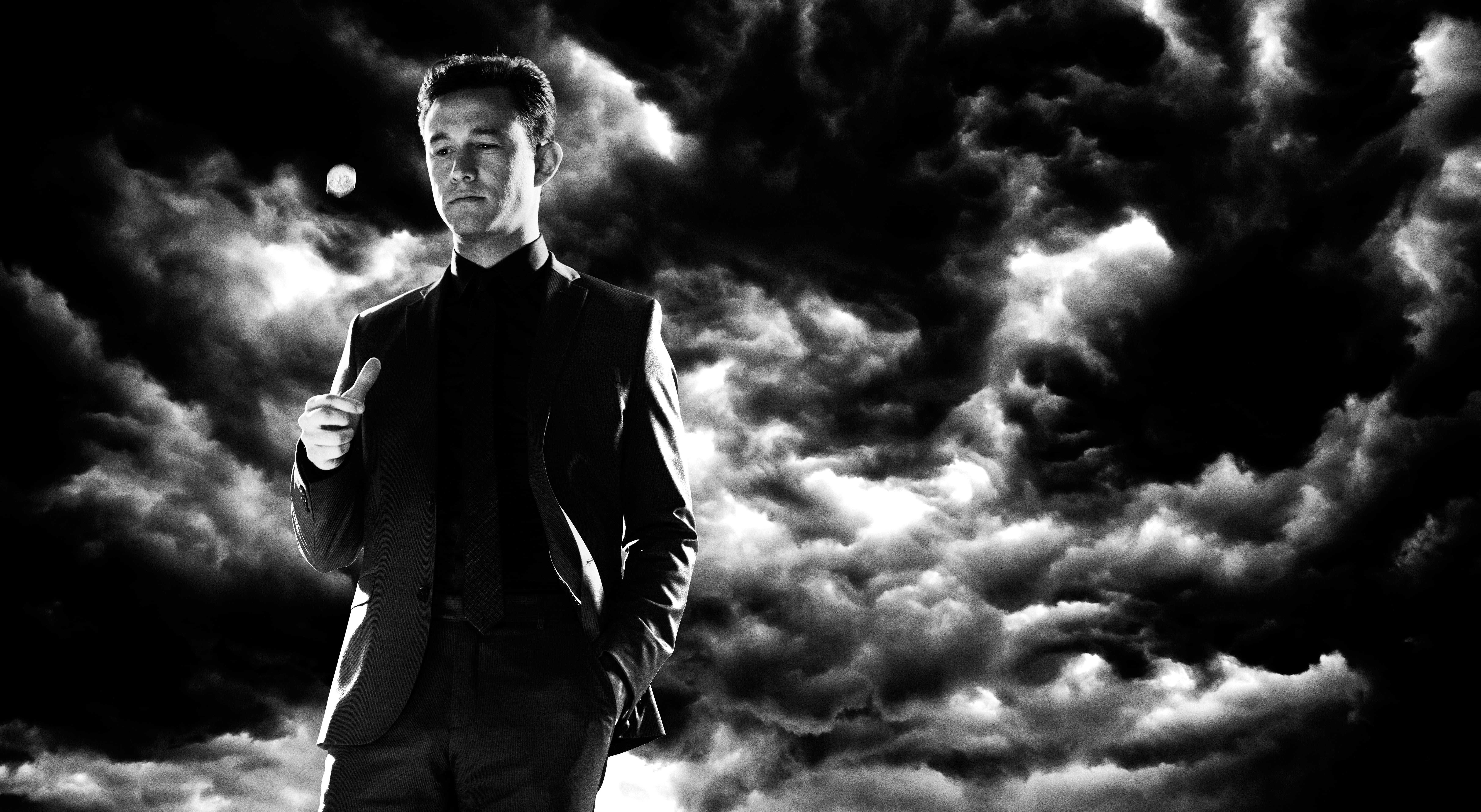 cloud - sky, standing, men, aggression, portrait, males, sunlight, Woman, front view, Sin City:A Dame to Kill For, Joseph Gordon-Levitt, young adult, young men, HD Wallpaper
