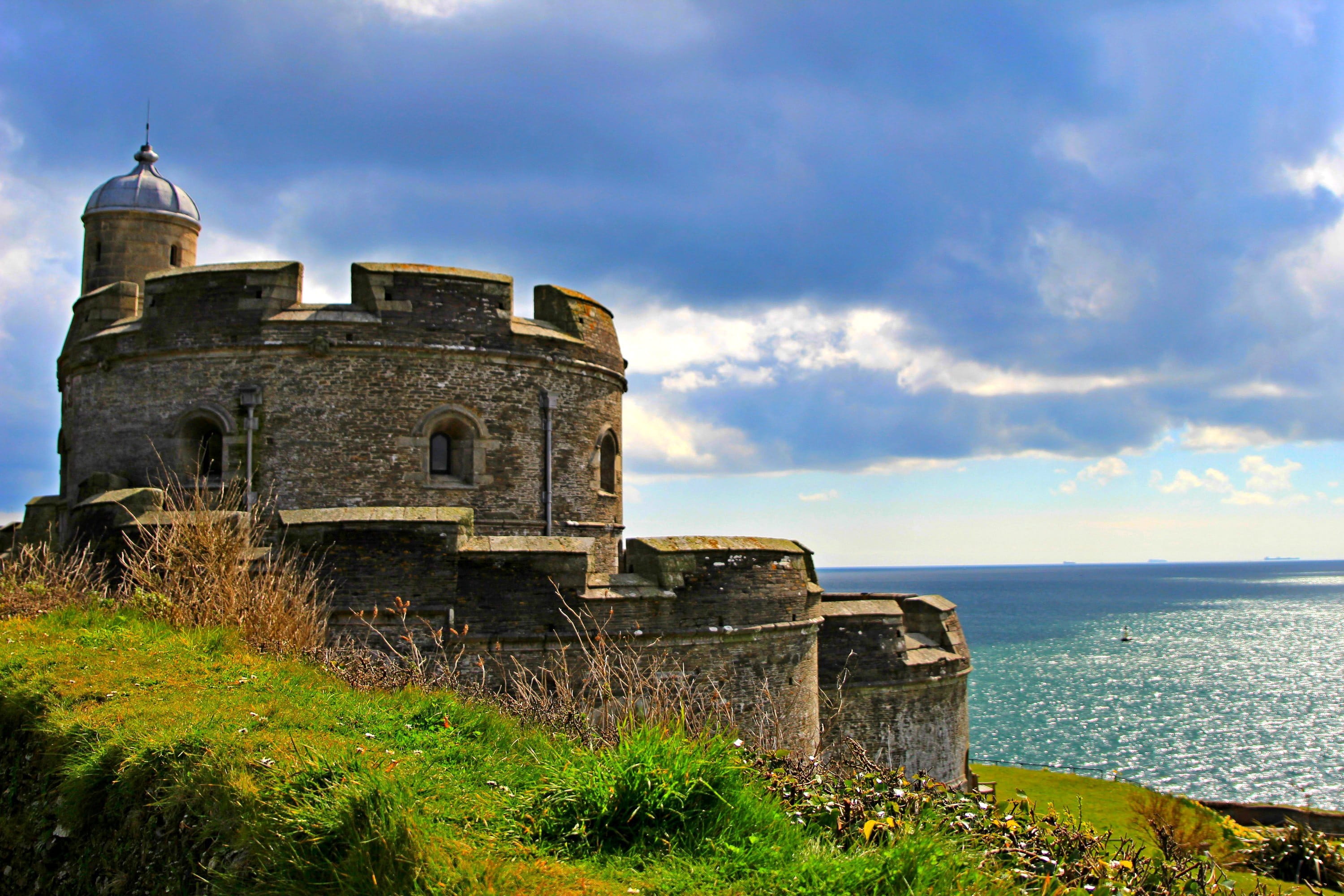 sky, the past, history, castle, water, 2K, the, travel, old, falmouth, sea, outdoors, ancient, architecture, built structure, well, nature, walk, no people, HD Wallpaper