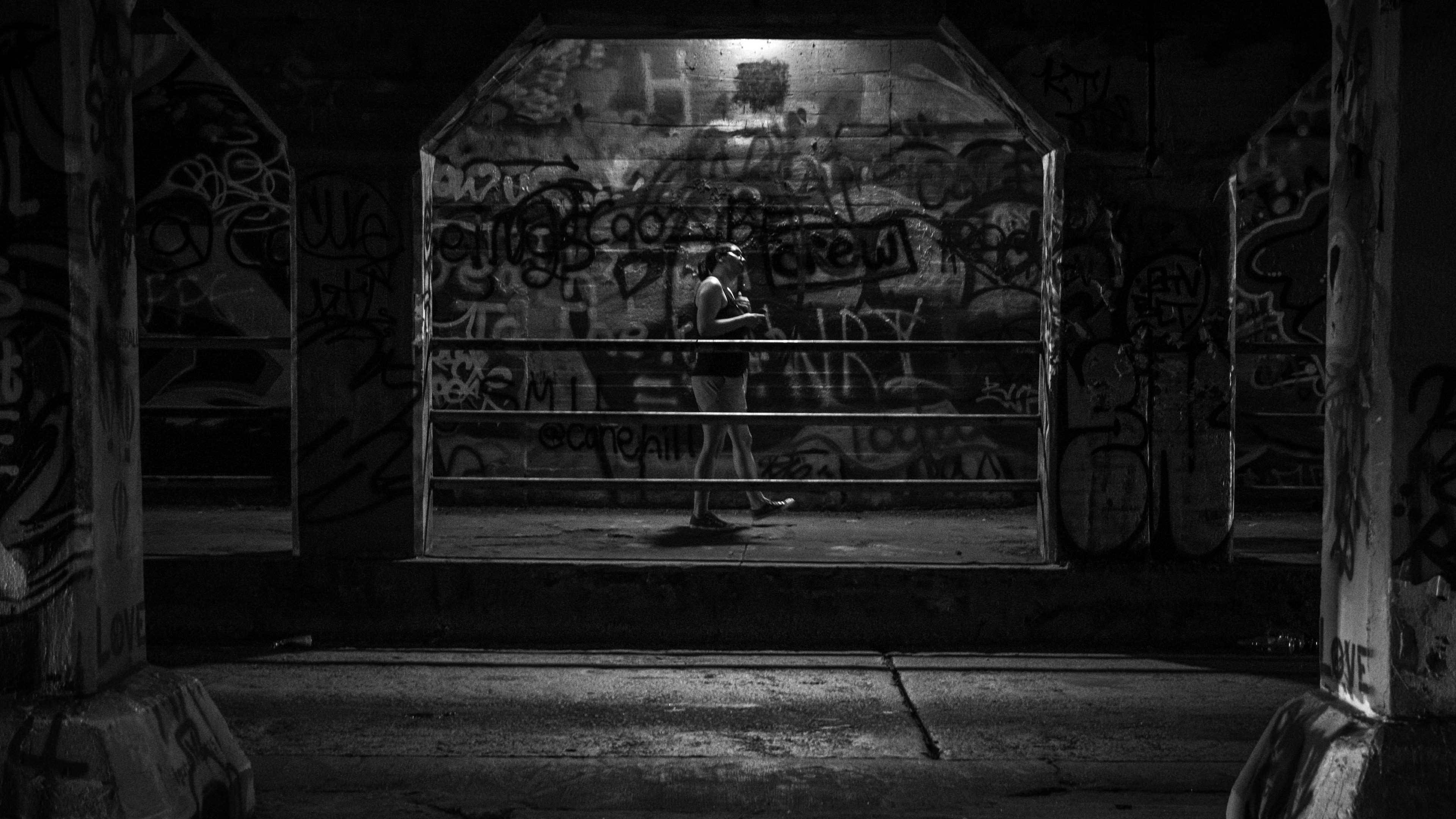 room, metal, wall, representation, architecture, paint, indoors, 4K, light, silhouette, place of worship, inside, belief, black and white, religion, dark, HD Wallpaper