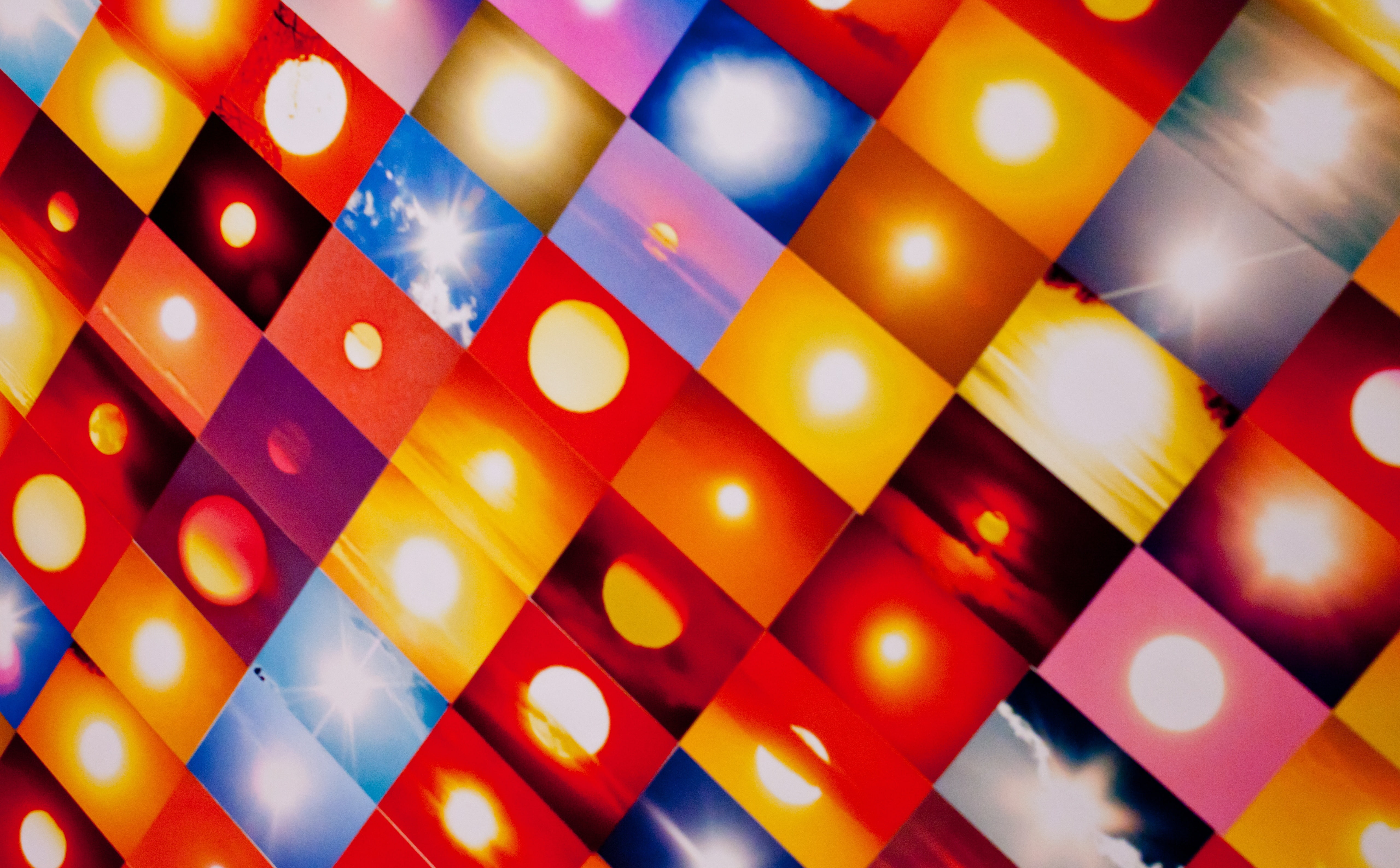 pattern, united states, collage, Penelope Umbrico, multi colored, wall - building feature, design, close-up, reflection, California, Museum, Sun and Sky, HD Wallpaper