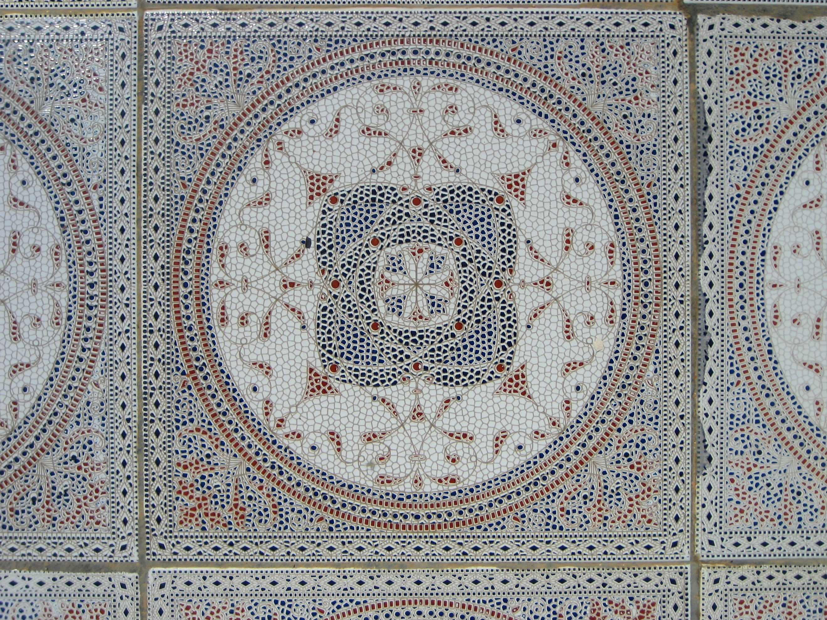 kairouan, close-up, shape, mosaic, design, textured, no people, belief, tunisia, 2K, backgrounds, religion, tiled floor, geometric shape, full frame, directly below, HD Wallpaper