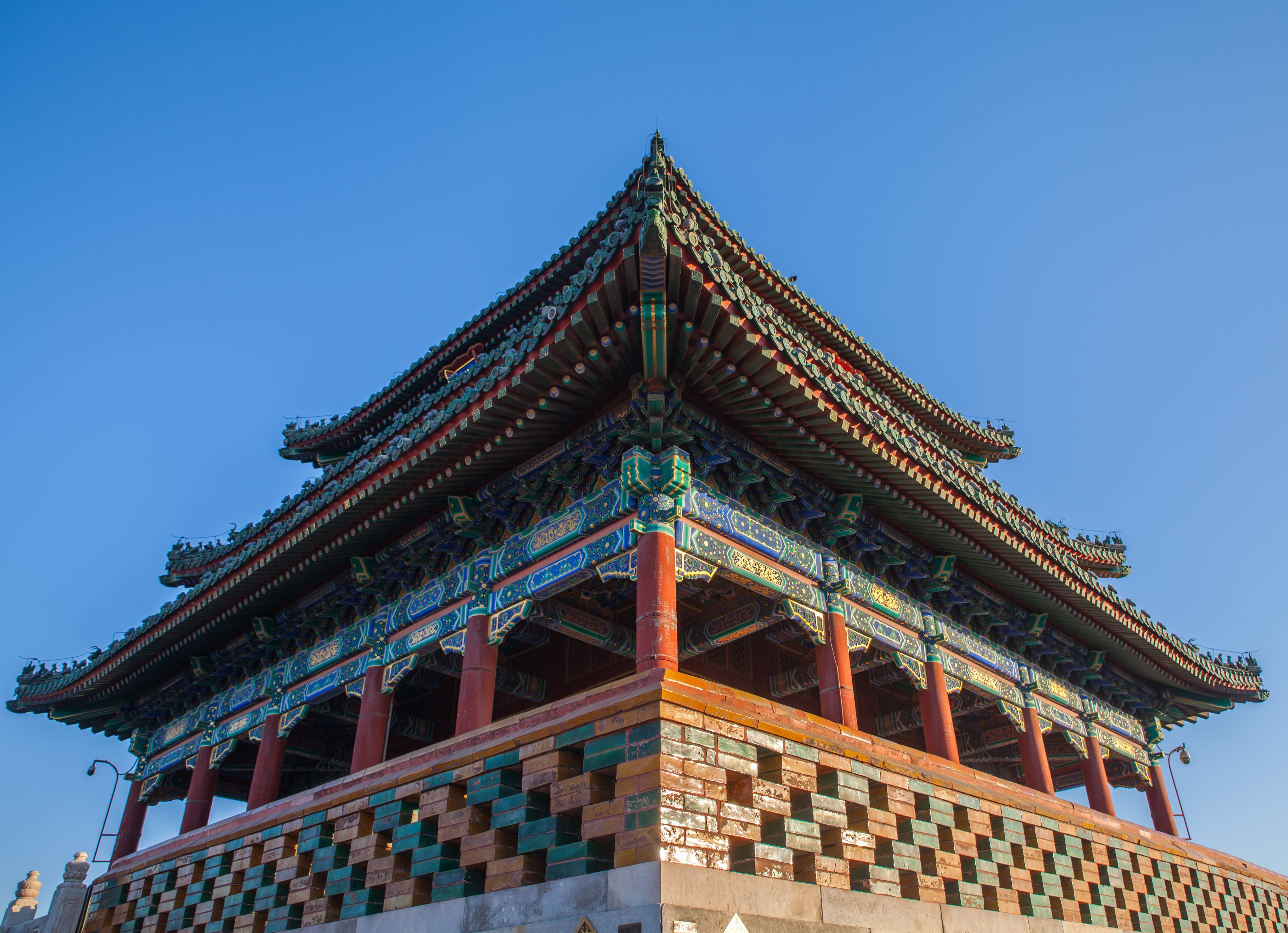 no people, roof, place of worship, clear sky, architecture, religion, spirituality, built structure, belief, 4K, sky, blue, outdoors, day, ornate, jingshan park, HD Wallpaper