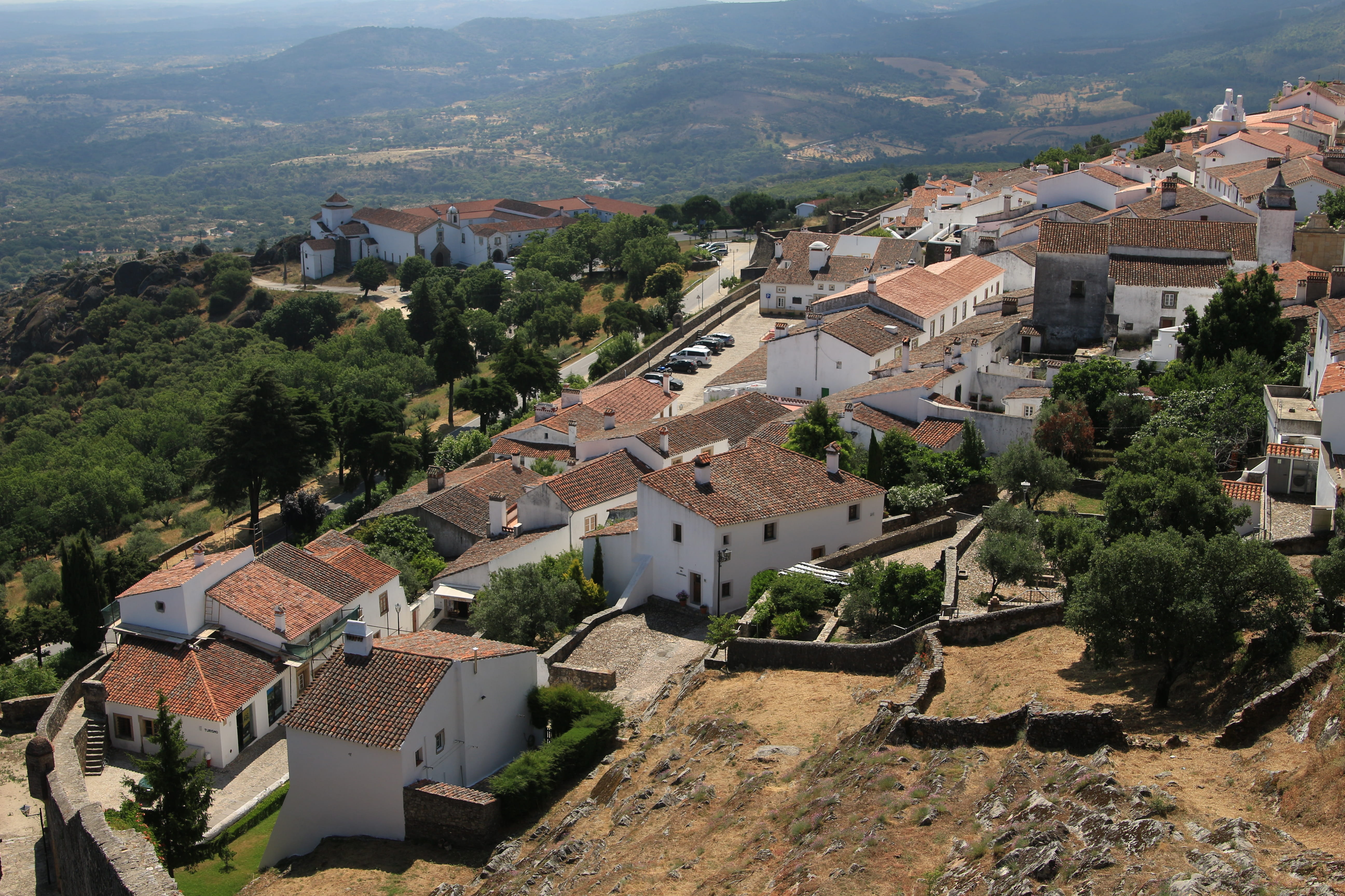 town, no people, day, medieval village, house, plant, sunlight, building exterior, 5K, roof, portugal, nature, mountain, community, marvão, tree, city, HD Wallpaper