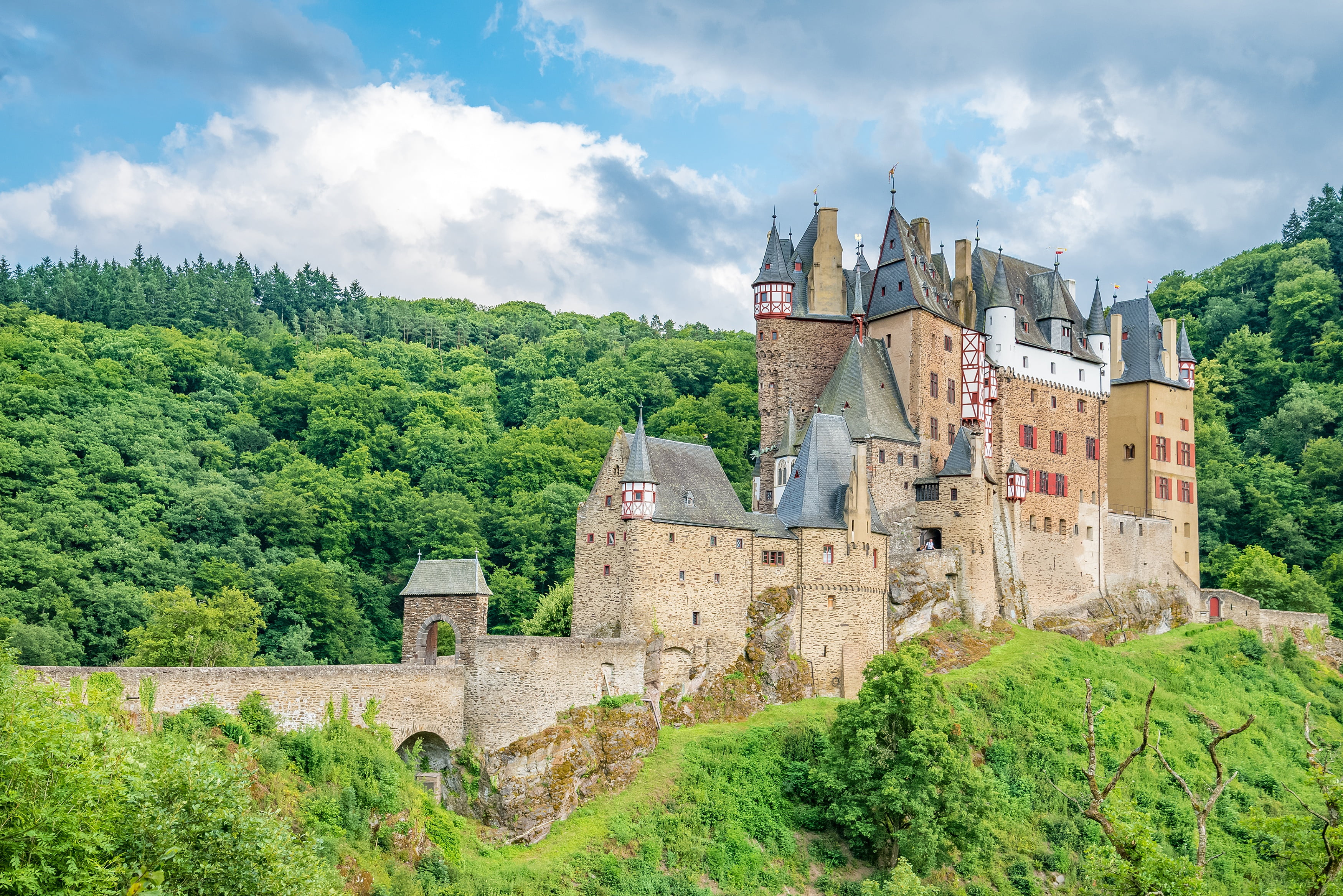 Eltz, medieval, forest, architecture, 2K, castle, ancient, Germany, HD Wallpaper