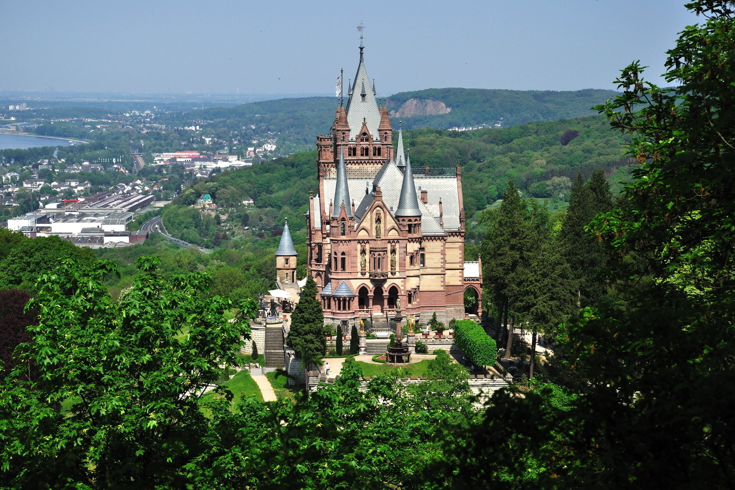 1080P, city, drachenburg, forest, germany, castle, HD Wallpaper