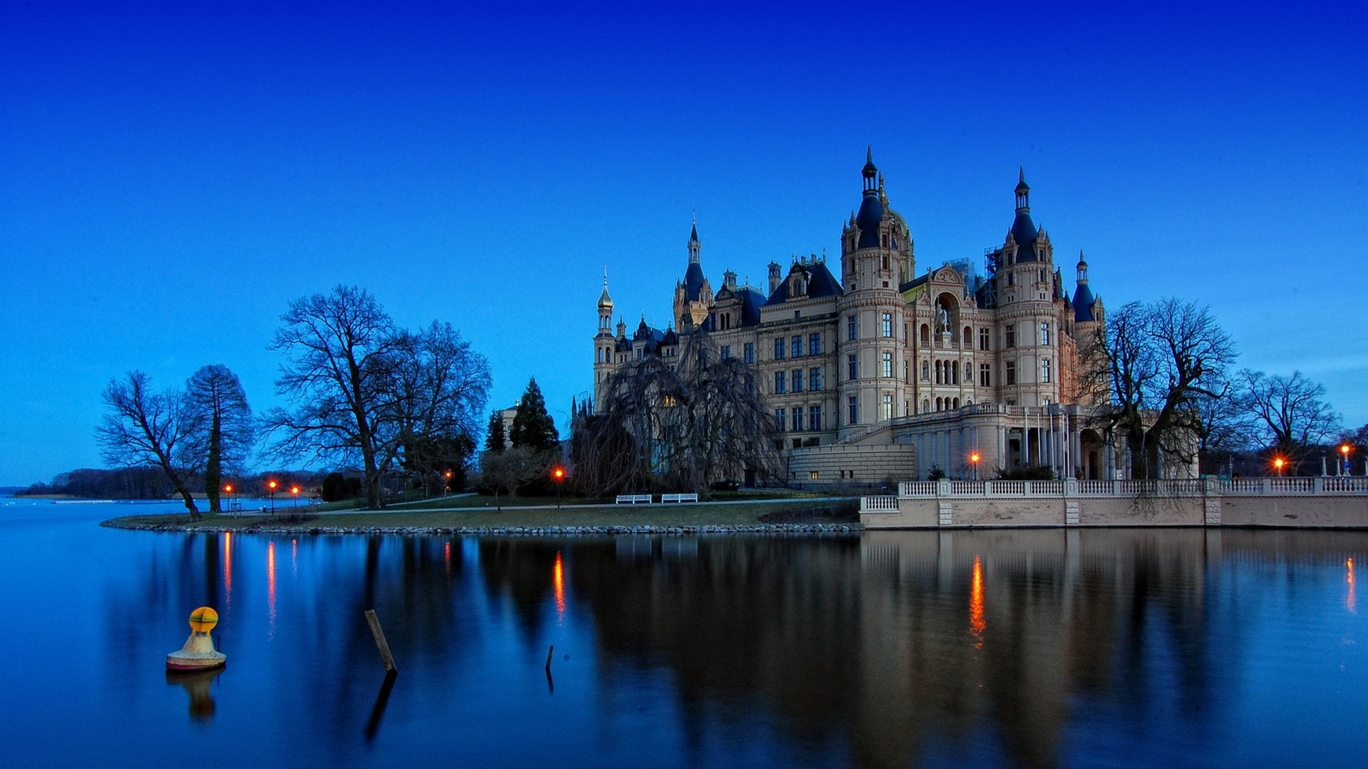 Palaces, Evening, Schwerin Palace, Germany, Castle, Building, 1080P, HD Wallpaper