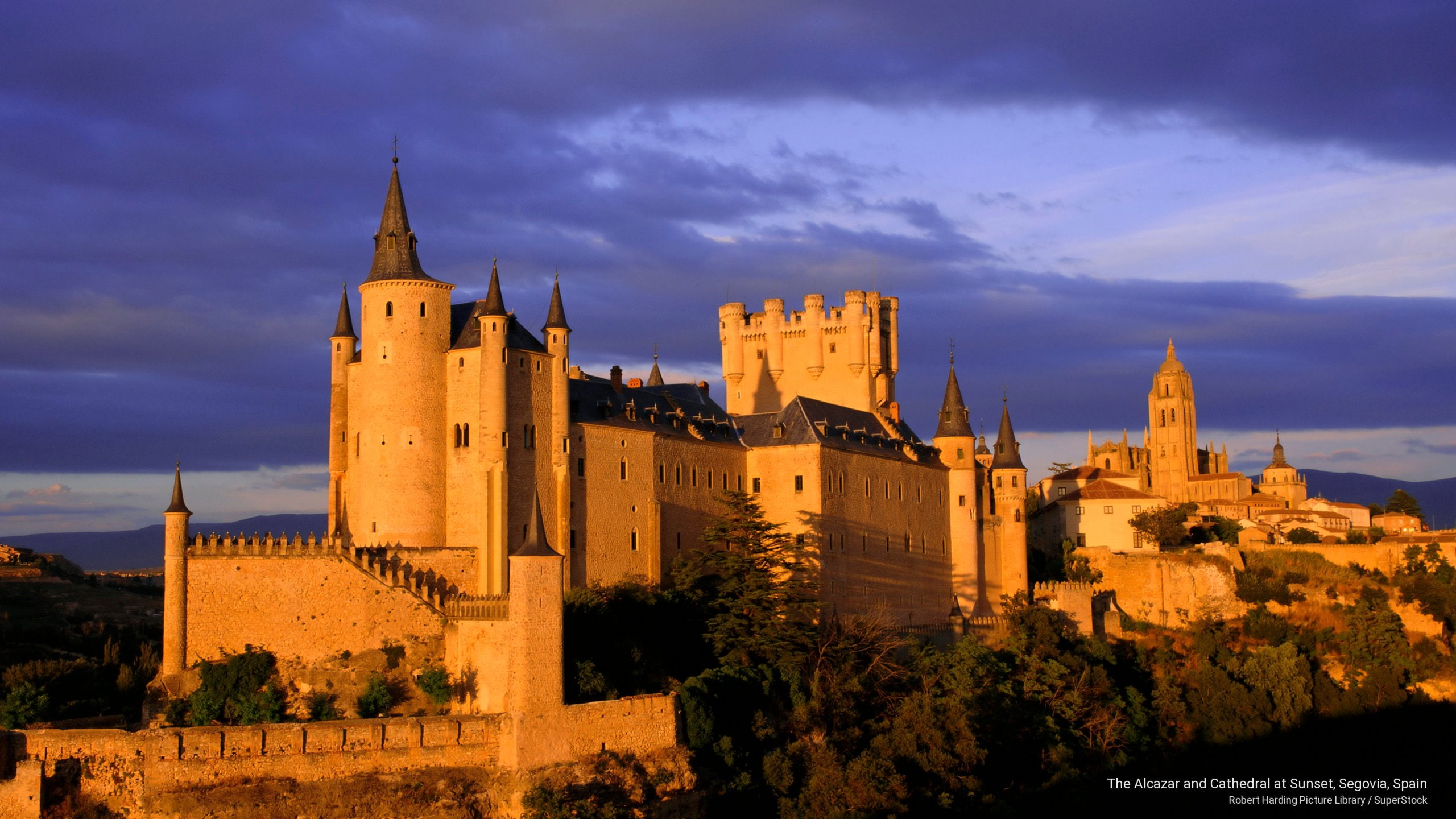 alcazar, 2K, spain, sunset, cathedral, Architecture, segovia, HD Wallpaper