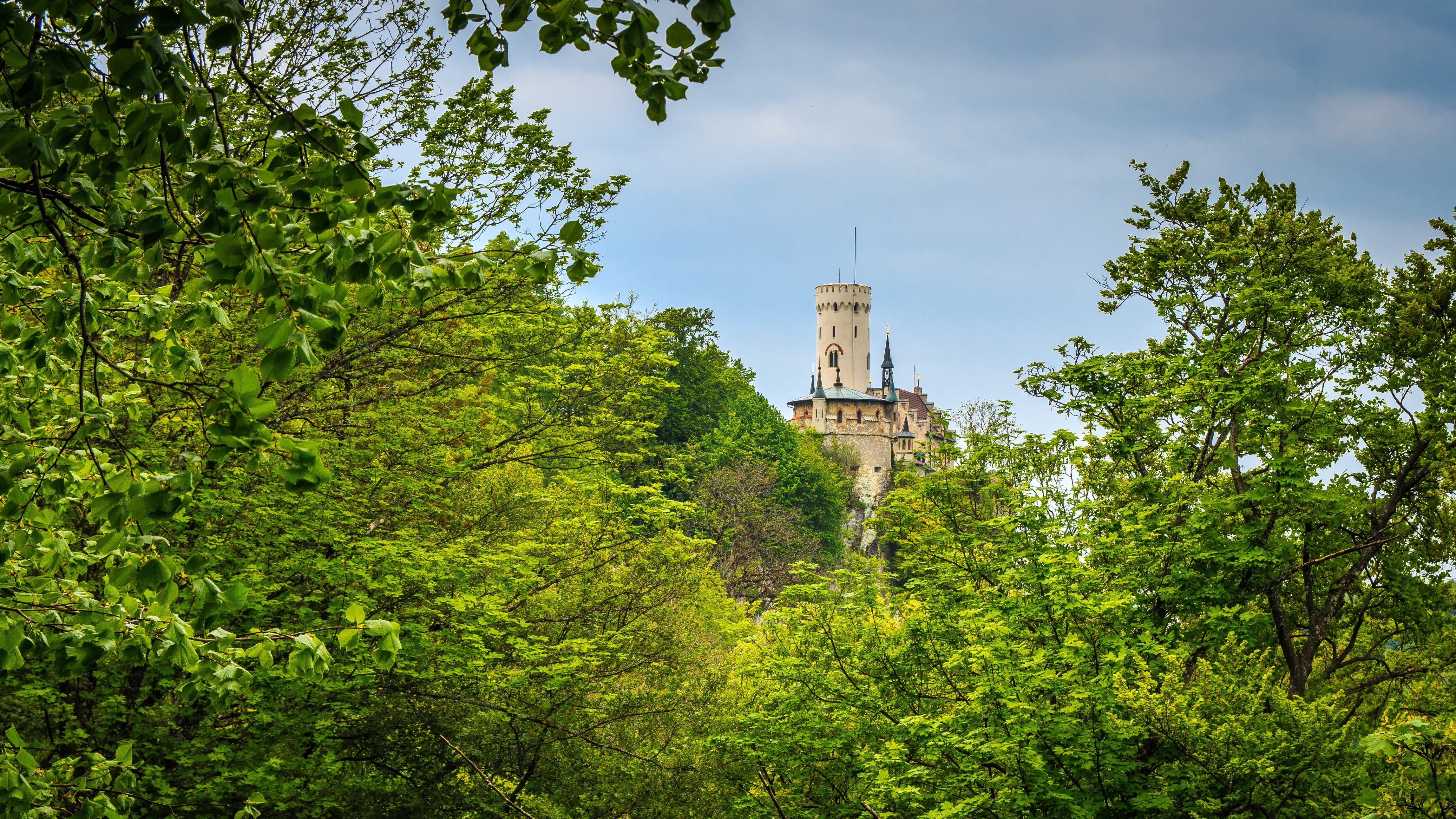 lichtenstein, royal, plant, belief, cloud - sky, building, tree, hidden, 4K, knight time, green color, see, architecture, spire, place of worship, travel, HD Wallpaper