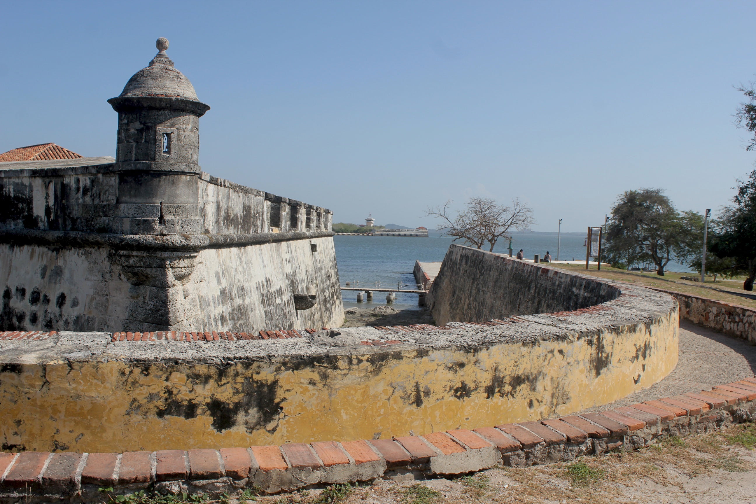 body, nature, retaining wall, architecture, the past, cartagena, sunlight, clear sky, strong military, building exterior, day, surrounding wall, sky, plant, HD Wallpaper