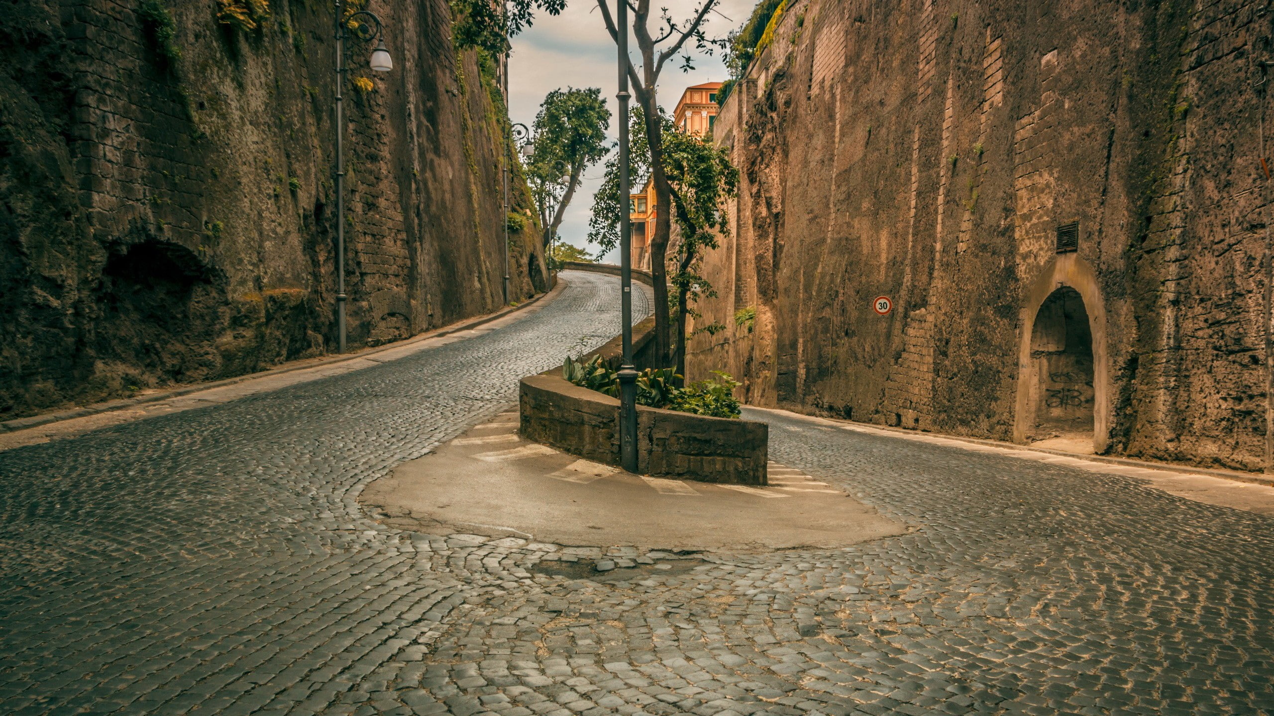 street, Italy, 2K, cobblestone, road, Sorrento, HD Wallpaper