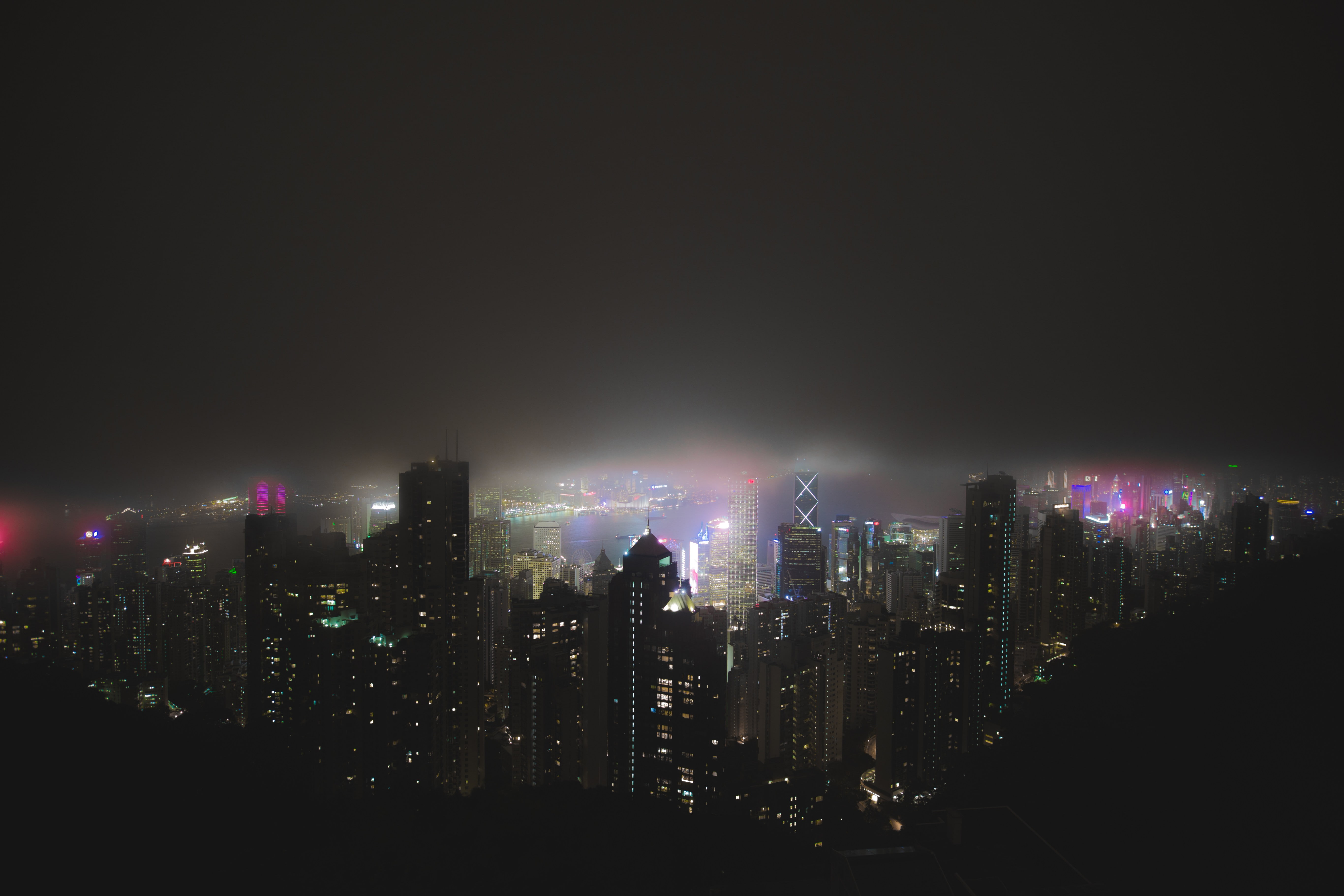 Instagram, 5K, neon, Hong Kong, mist, rear view, HD Wallpaper