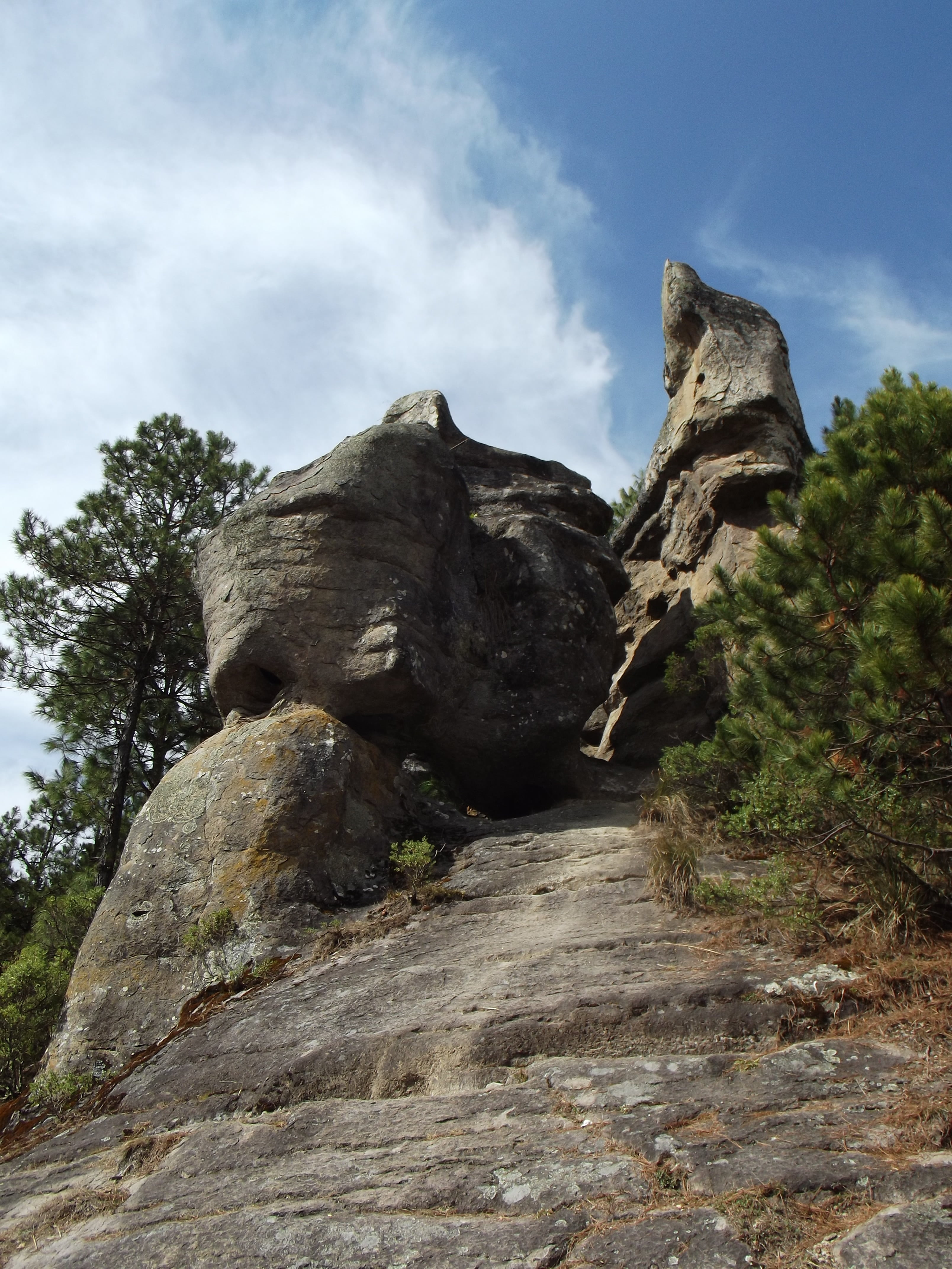 solid, low angle view, culture, day, physical geography, stones top, cloud - sky, nature, scenics - nature, puebla, architecture, eroded, people, rock formation, Phone HD Wallpaper