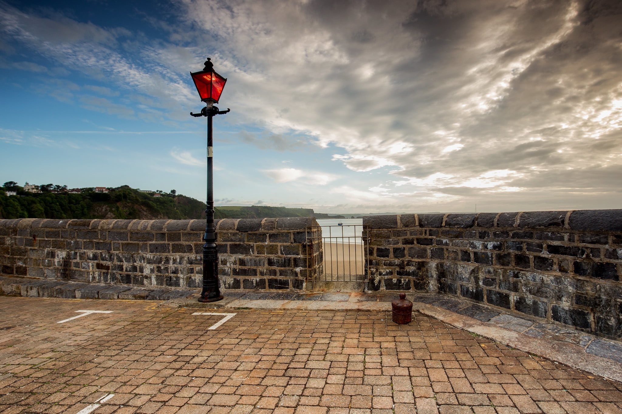Tenby, Wales, 1080P, the sky, clouds, lantern, HD Wallpaper