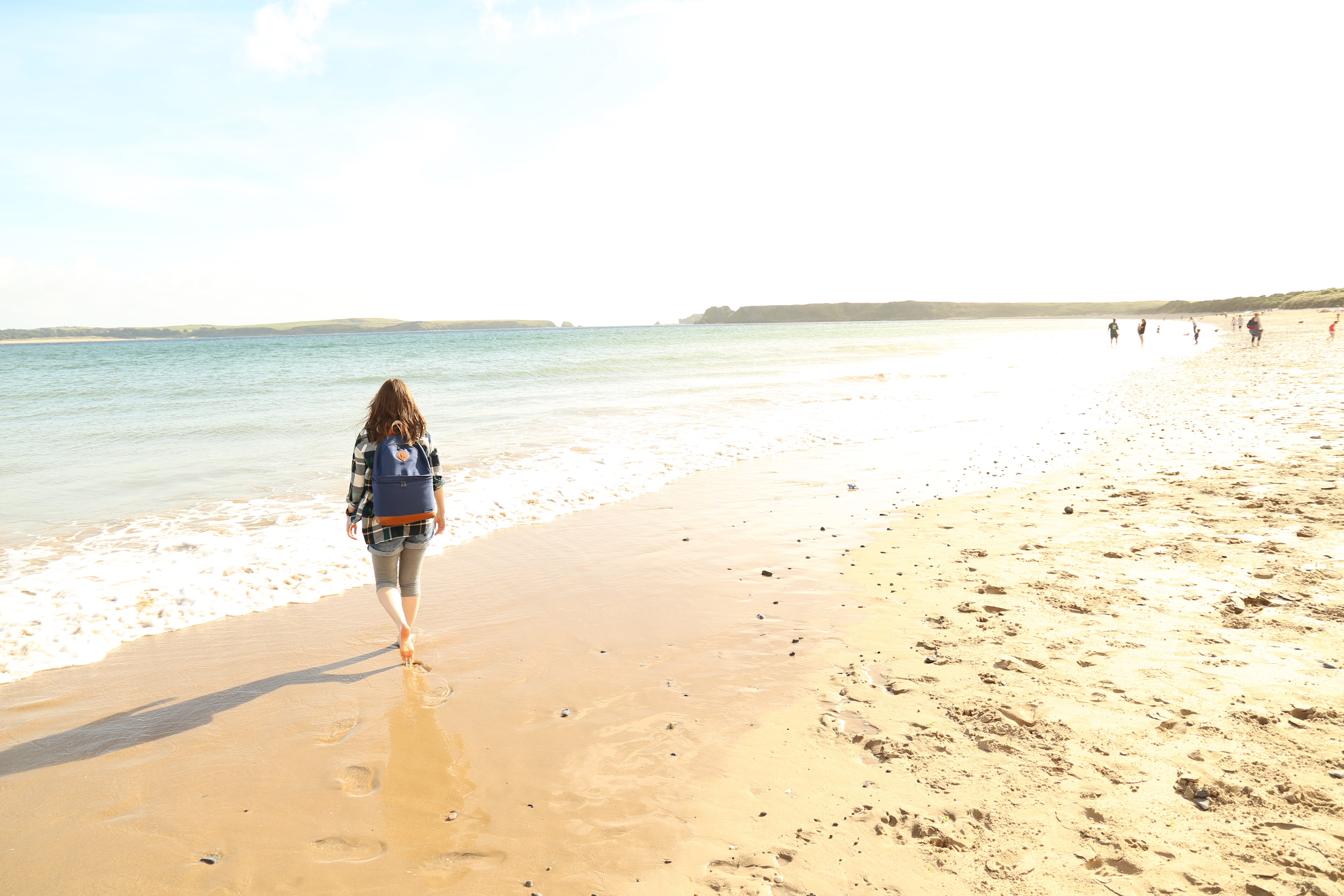 sea, south wales, hairstyle, one person, leisure activity, real people, rear view, sky, 5K, horizon over water, outdoors, beach, sand, water, full length, HD Wallpaper