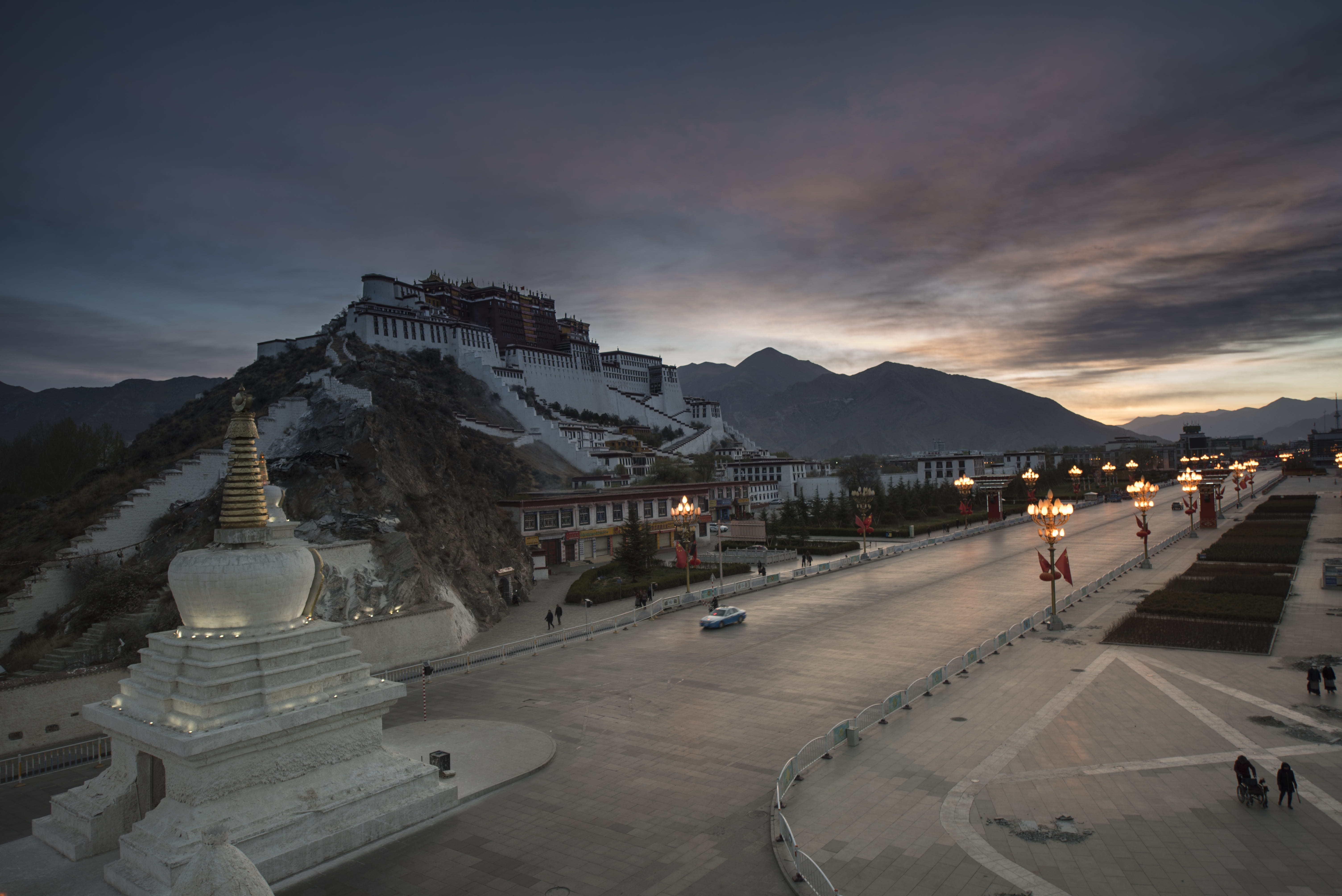 belief, dusk, building exterior, travel destinations, incidental people, sunset, outdoors, architecture, built structure, the potala palace, cloud - sky, HD Wallpaper