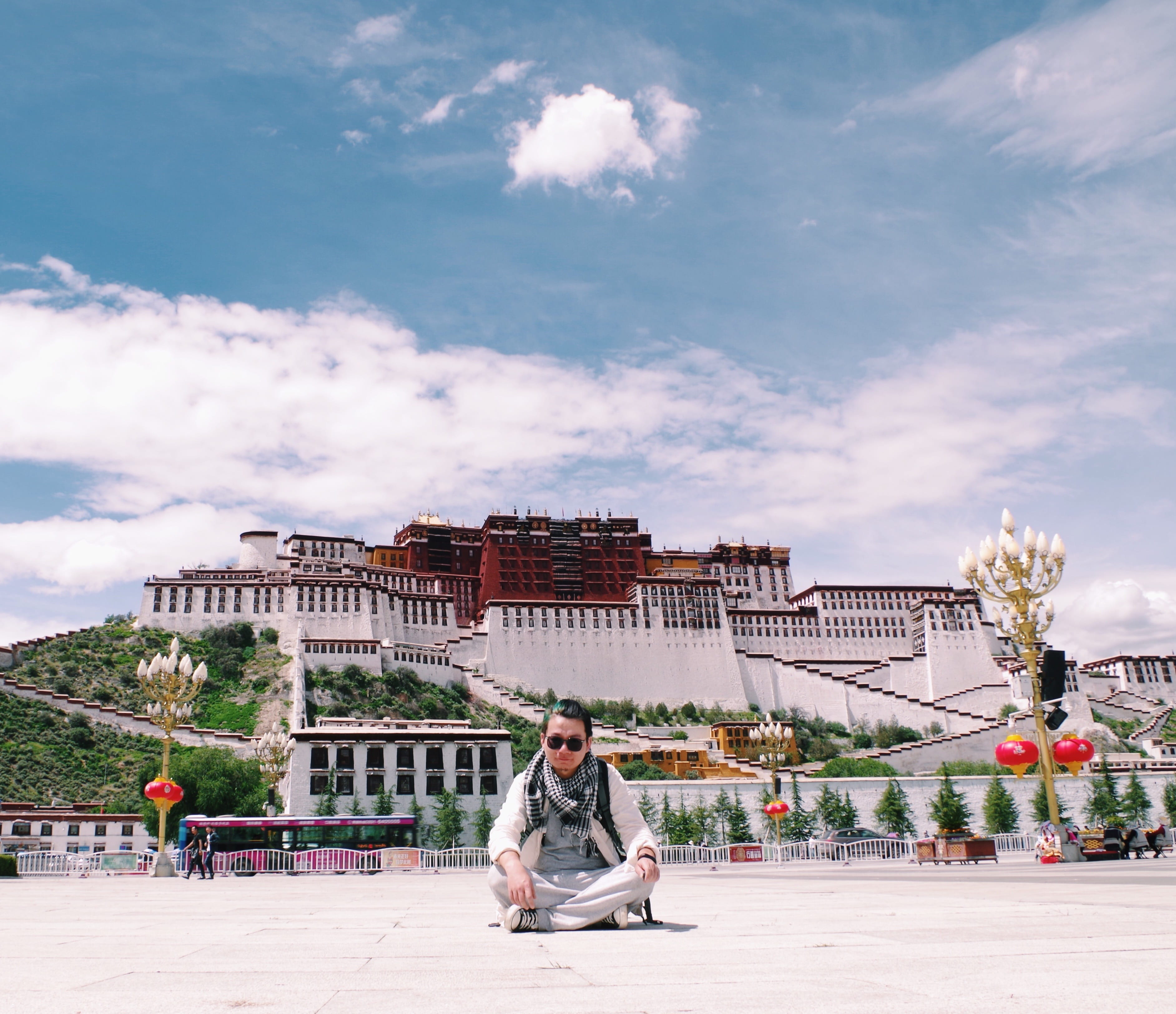 ultraviolet, cloud - sky, high altitude, adult, young adult, tibet, 2K, real people, architecture, full length, front view, nature, city, women, one person, HD Wallpaper