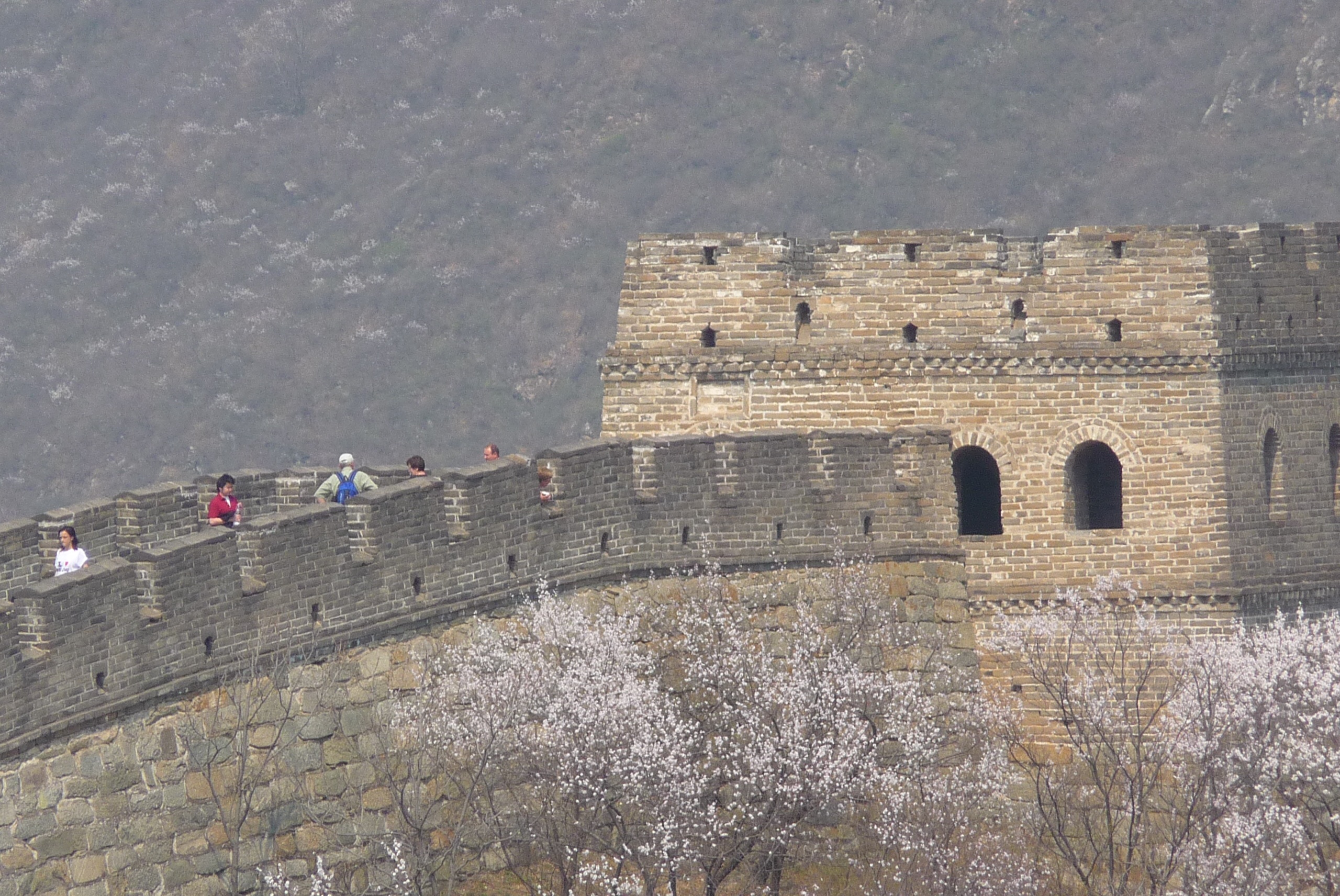 built structure, high angle view, men, 2K, old ruin, great wall of china, ancient, china, people, tourist, asia, border, building exterior, real people, HD Wallpaper