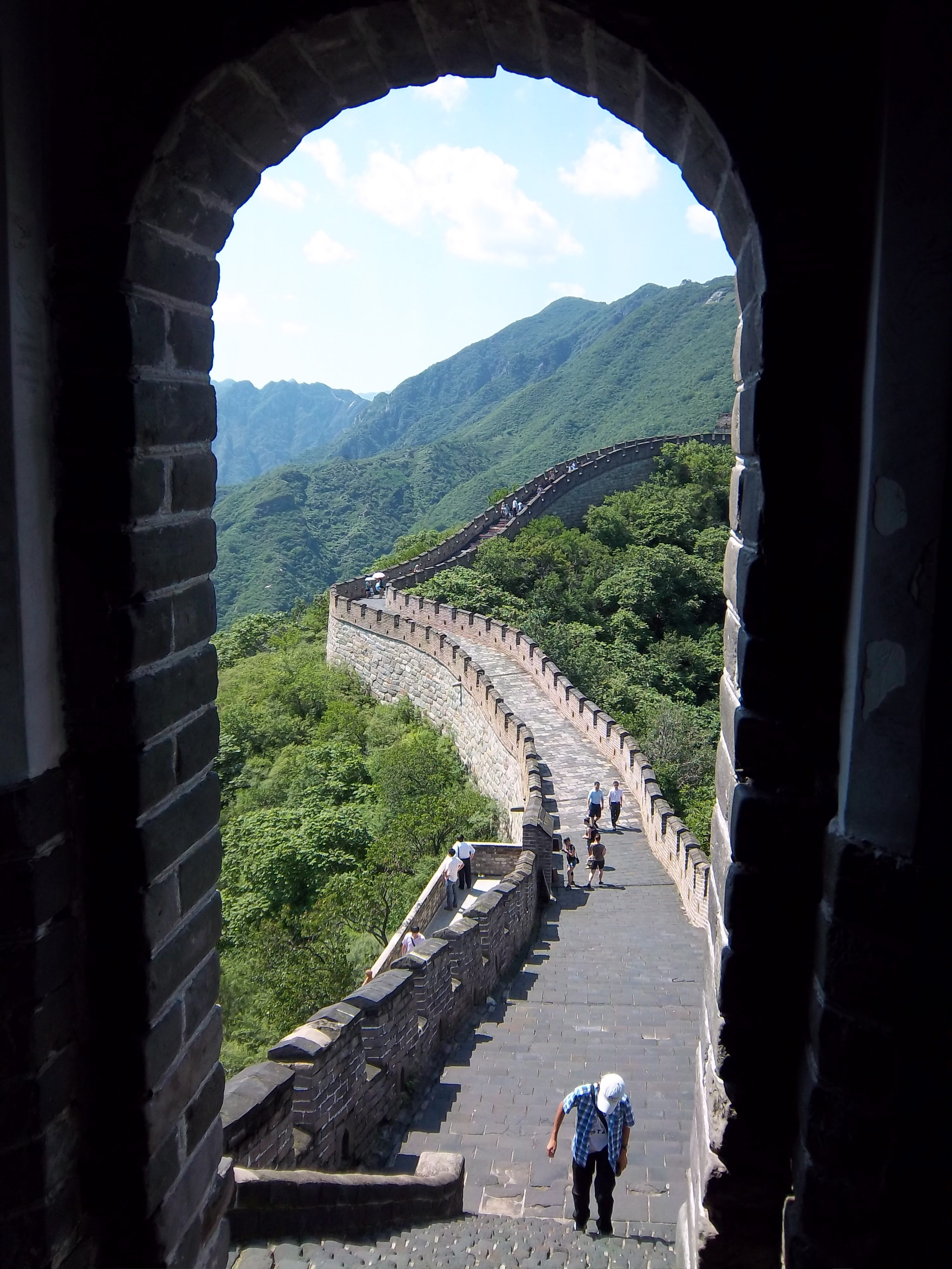 ancient civilization, rear view, people, connection, incidental people, china, the past, daytime, tree, viaduct, 4K, wonder, wall, men, Great Wall Of China, Phone HD Wallpaper