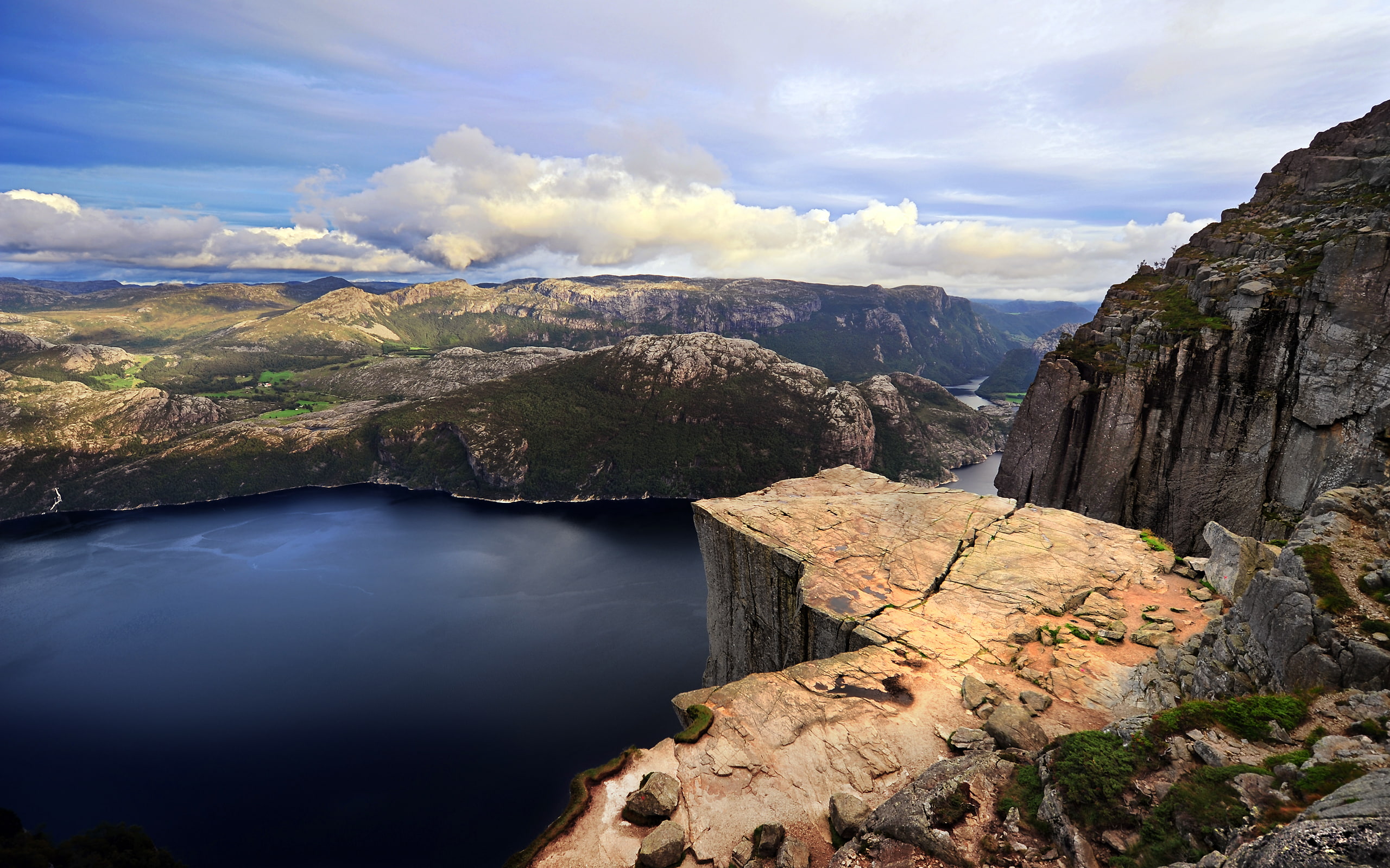 Norway, Cloud, Earth, Mountain, Landscape, Cliff, Preikestolen, Blue, Fjord, 2K, Sky, HD Wallpaper